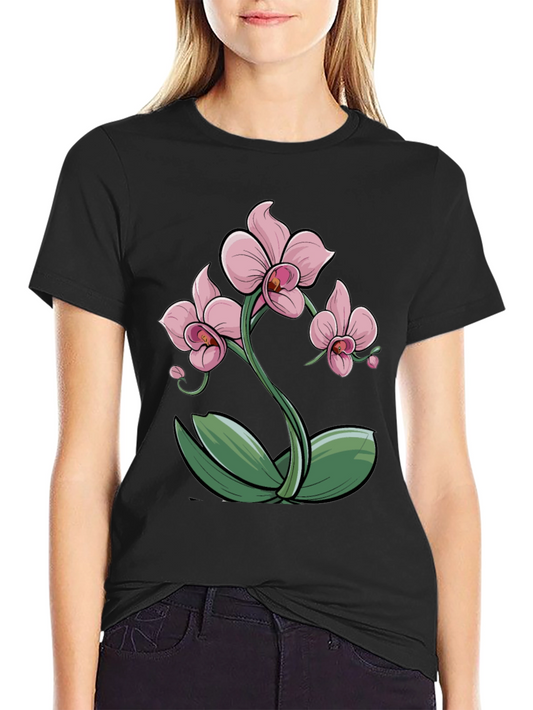 Floral Orchid Graphic Tee - Stylish Comfort