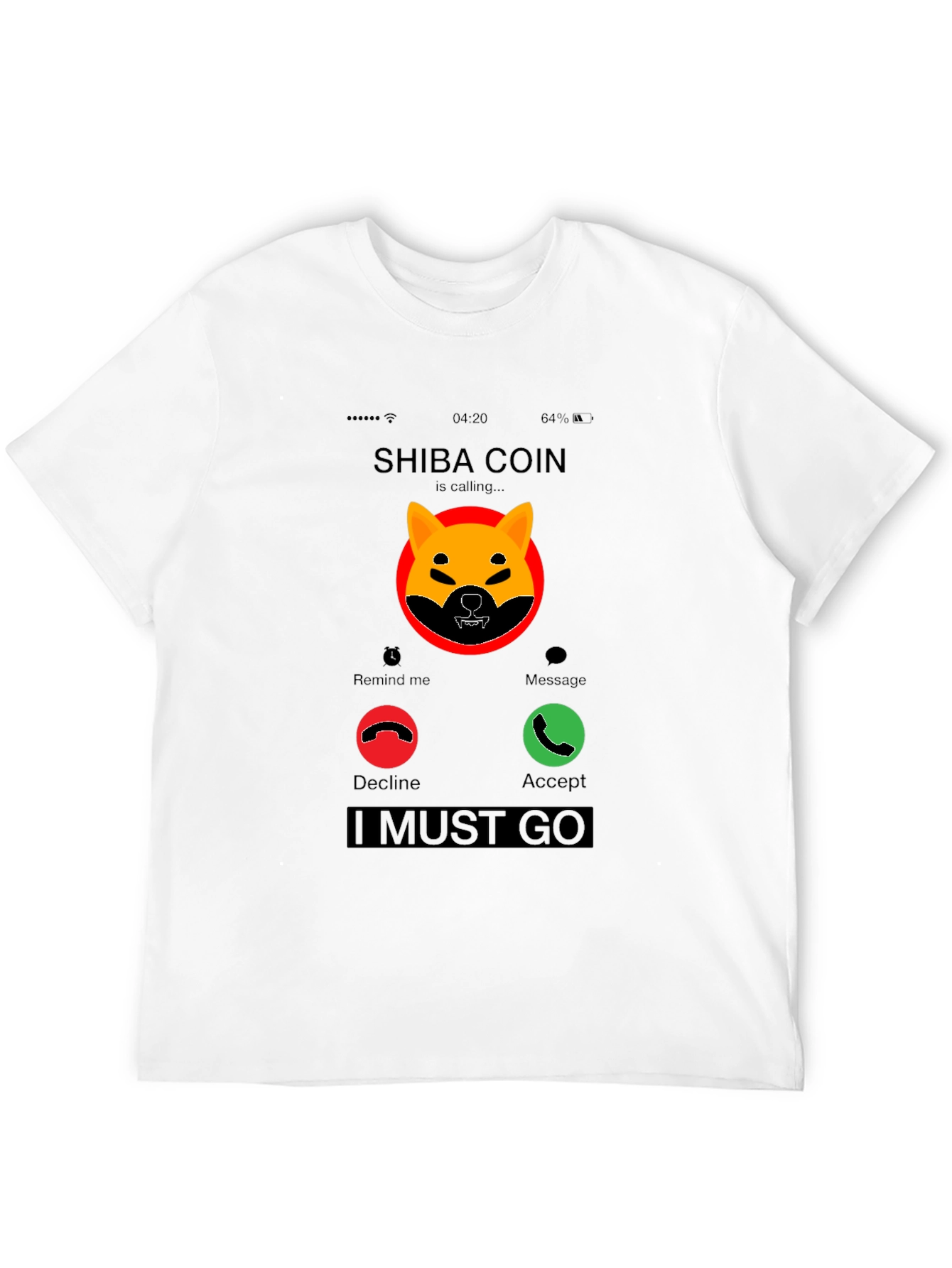 Shiba Coin Incoming Call Funny Crypto T-Shirt