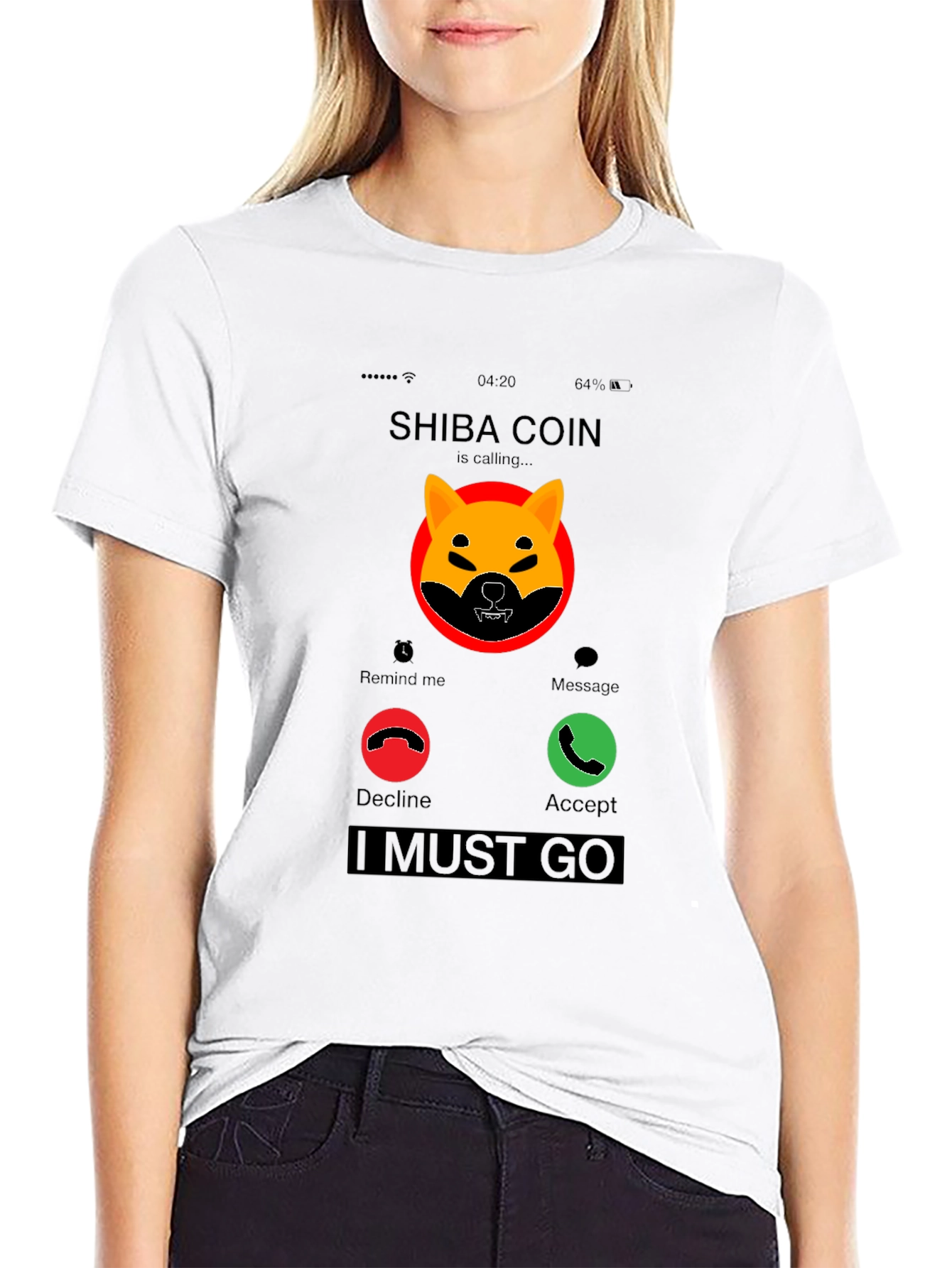 Shiba Coin Incoming Call Funny Crypto T-Shirt
