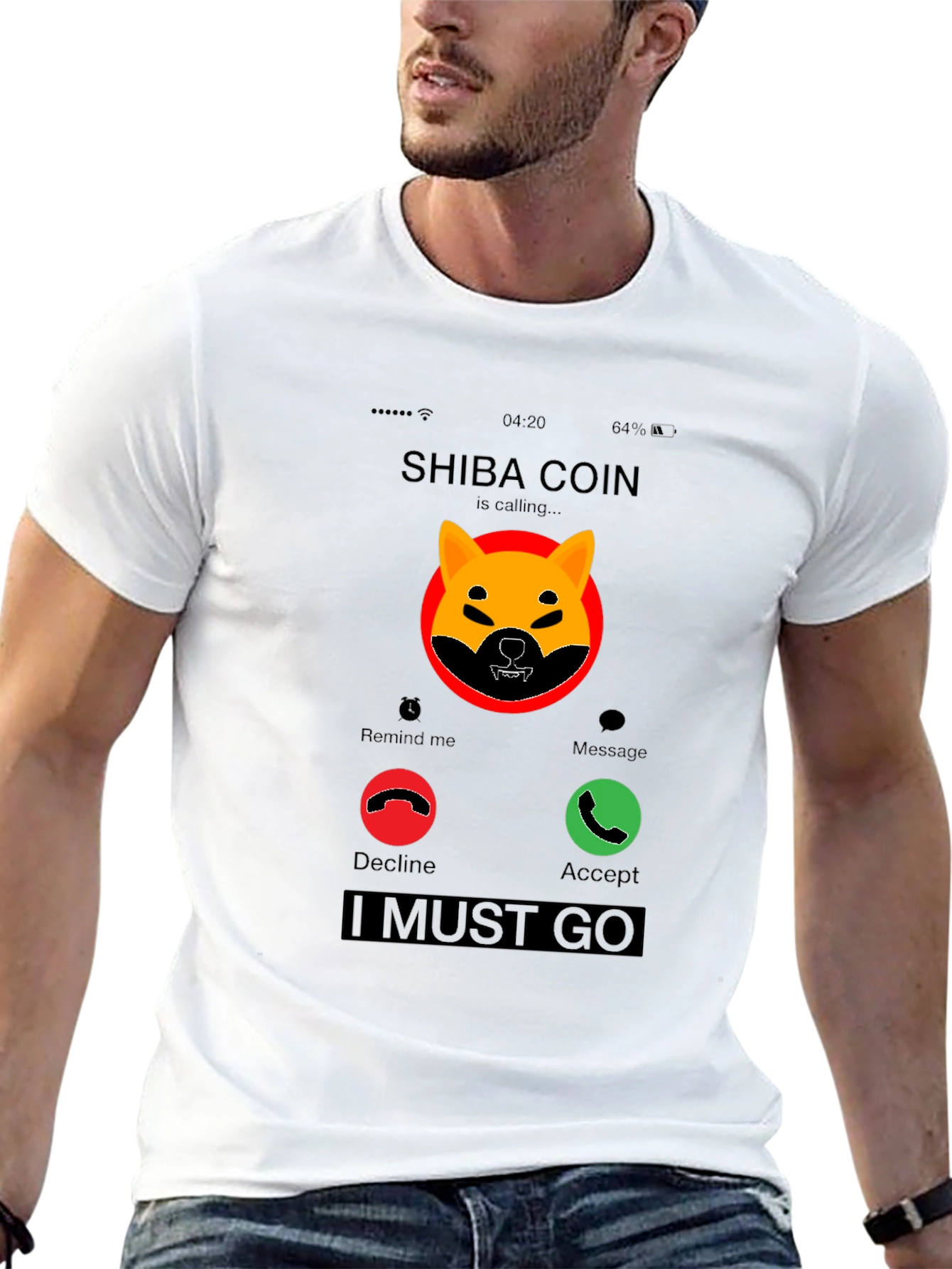 Shiba Coin Incoming Call Funny Crypto T-Shirt