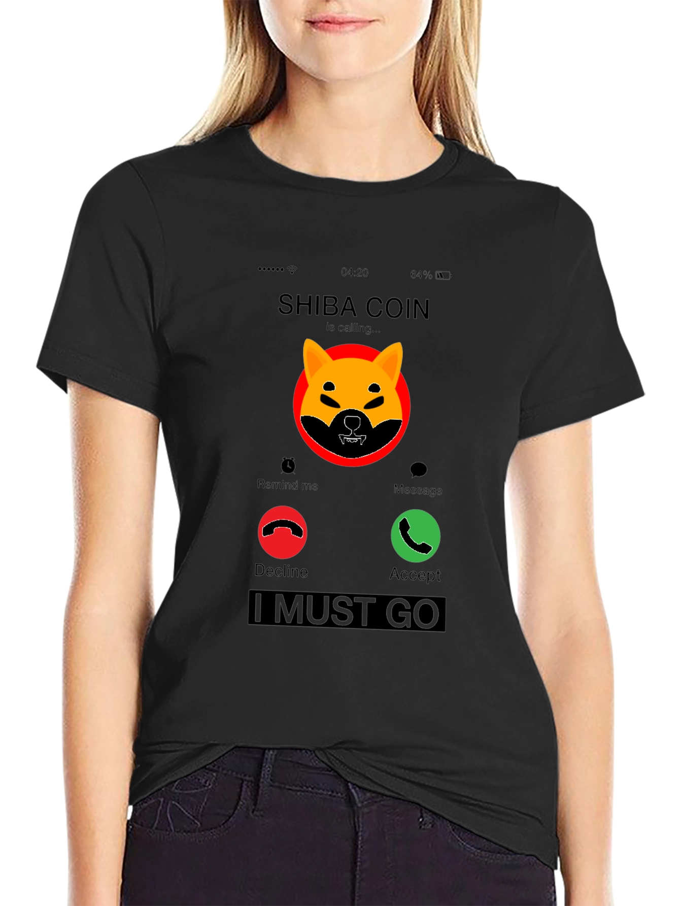 Shiba Coin Incoming Call Funny Crypto T-Shirt