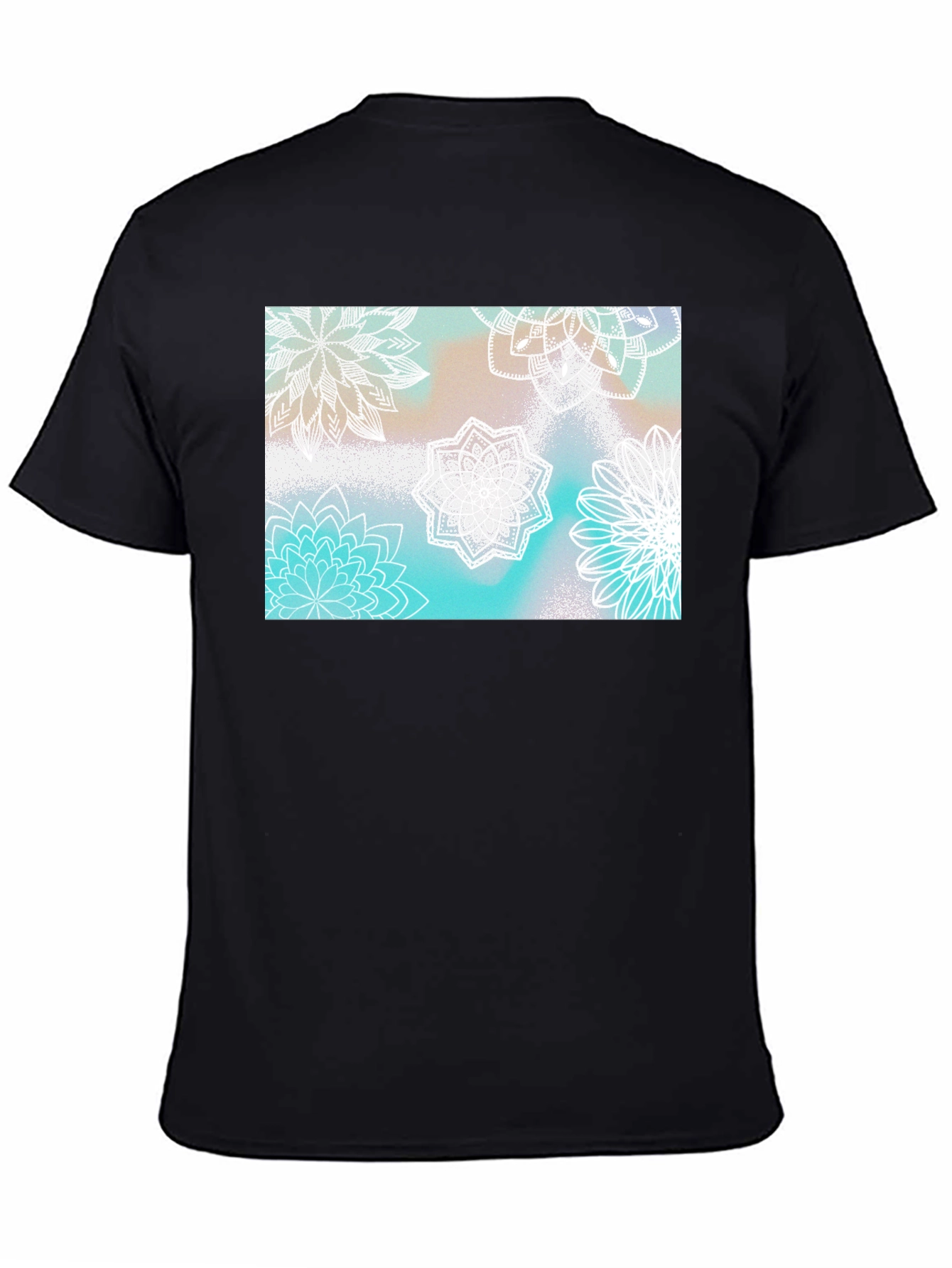 Floral Mandala Print Black T-Shirt