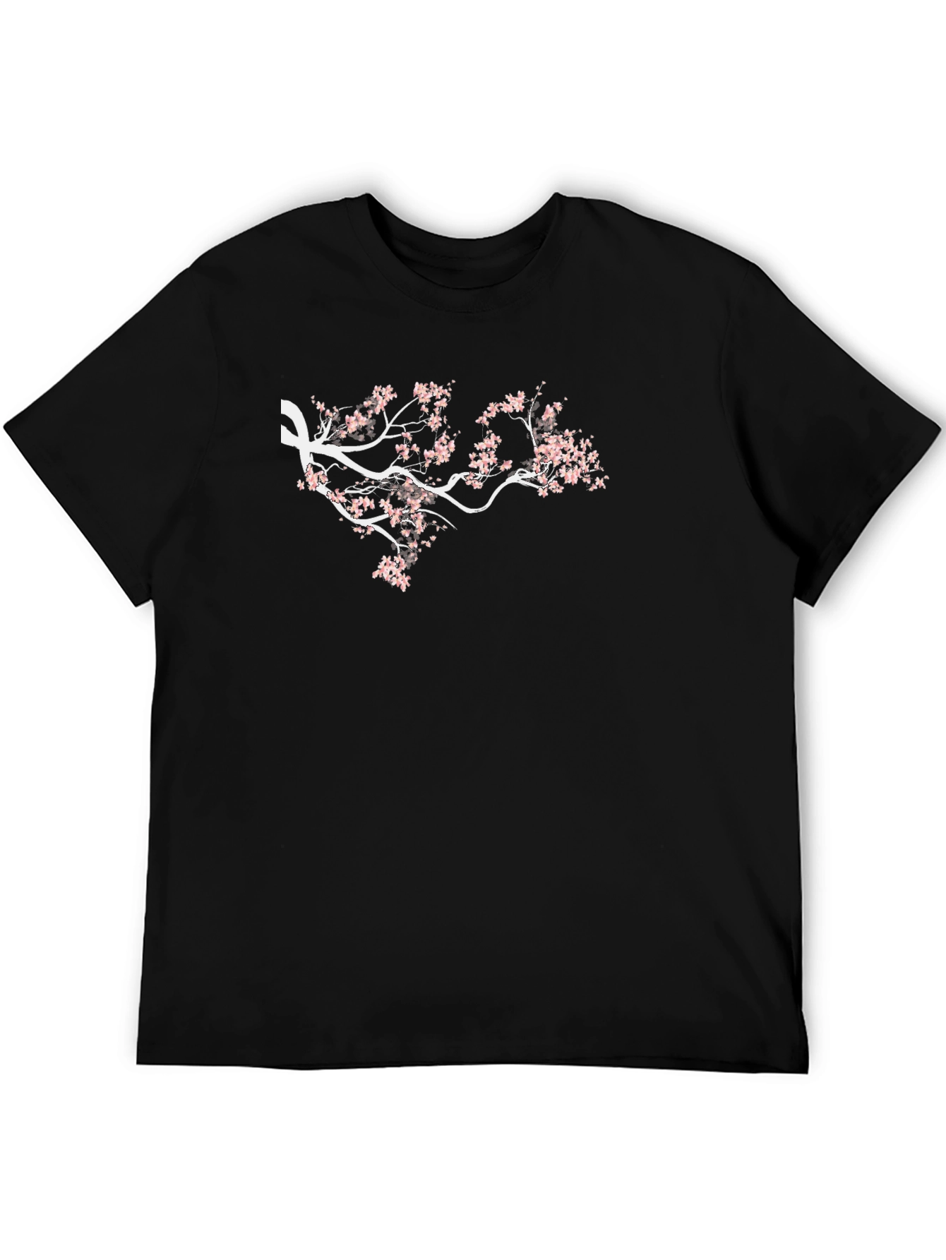 Sakura Branch Graphic Tee - Elegant Black Shirt