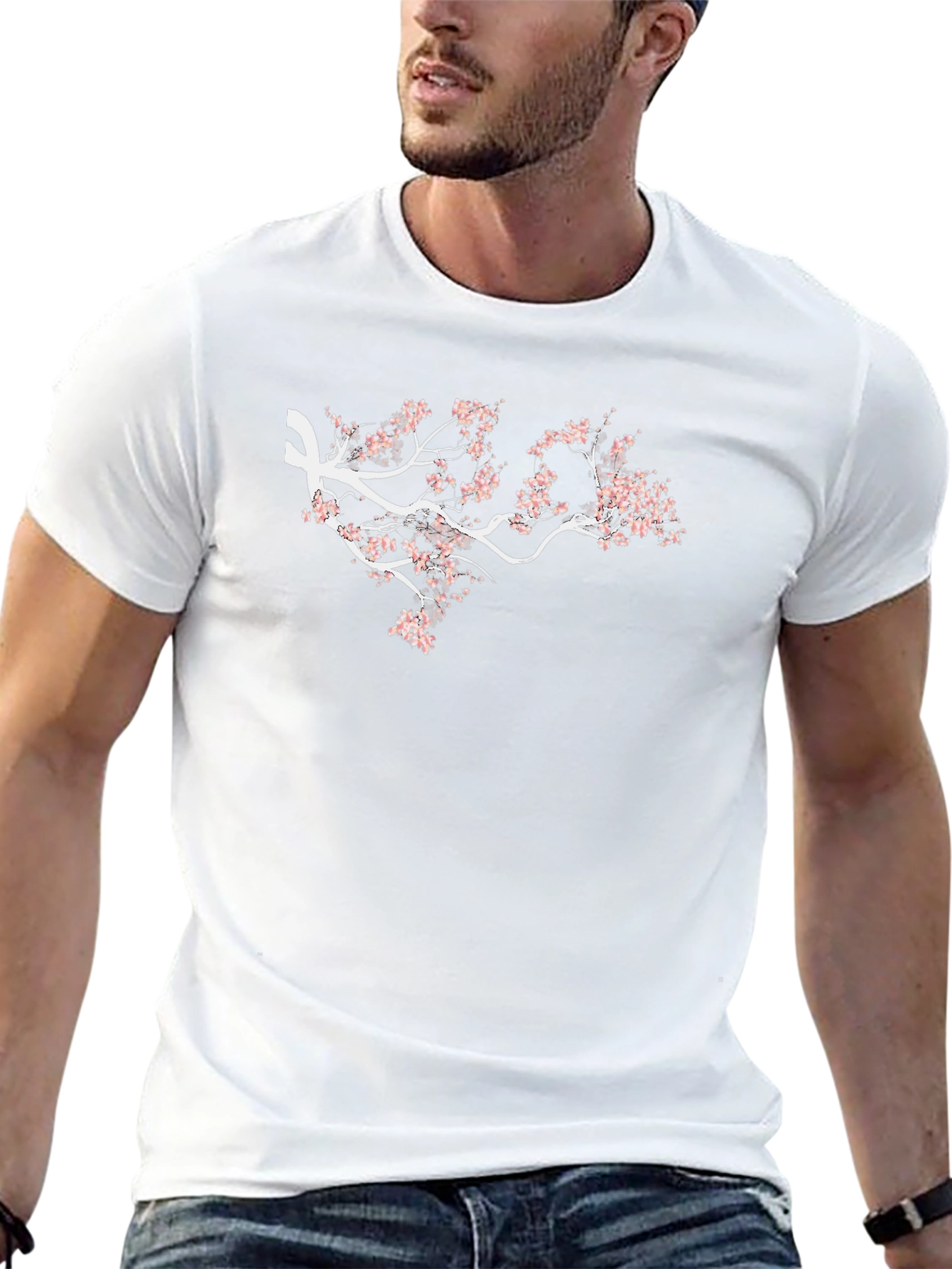 Sakura Branch Graphic Tee - Elegant Black Shirt