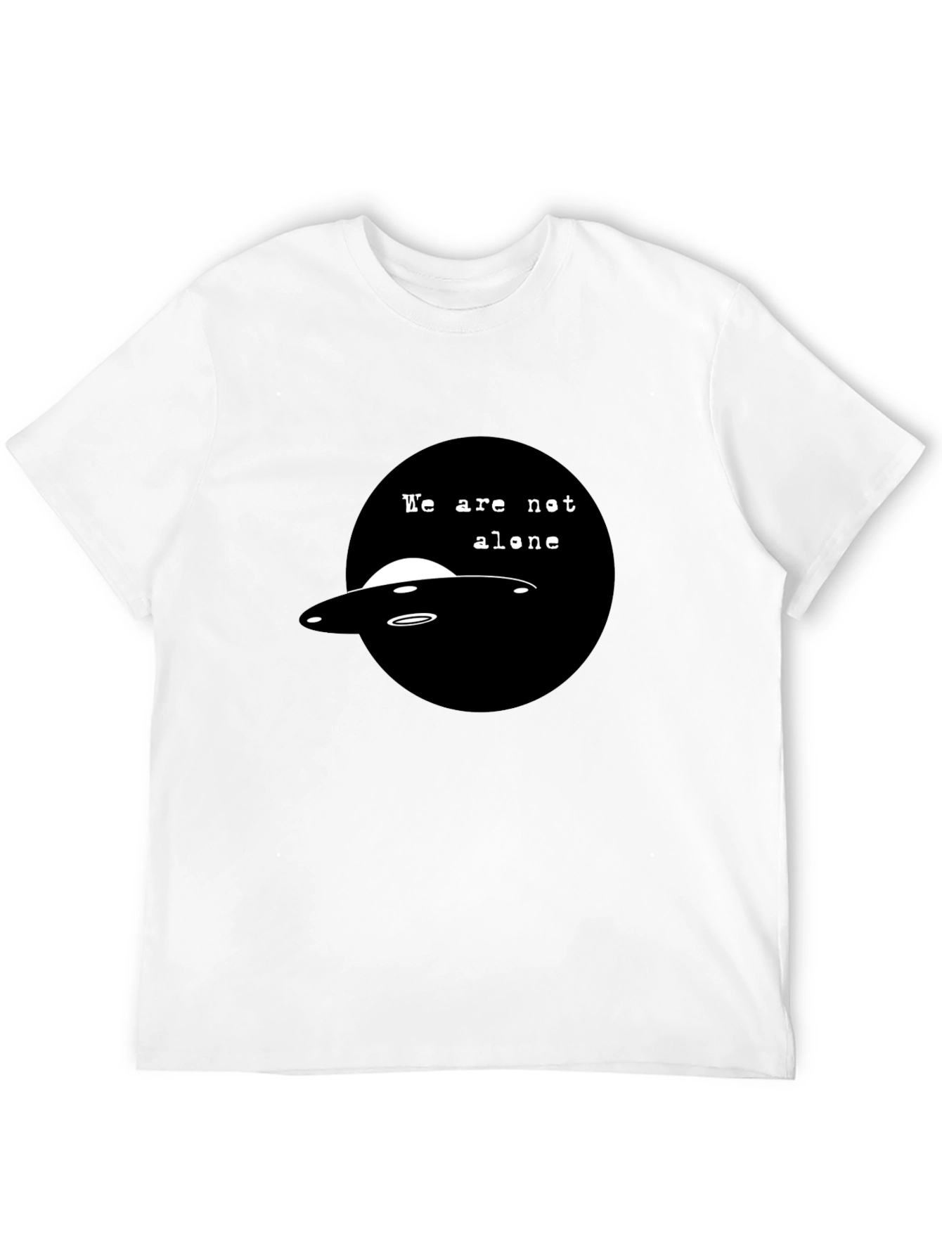 UFO We Are Not Alone Graphic Black T-Shirt