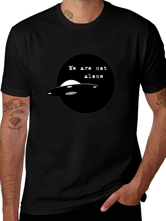 UFO We Are Not Alone Graphic Black T-Shirt