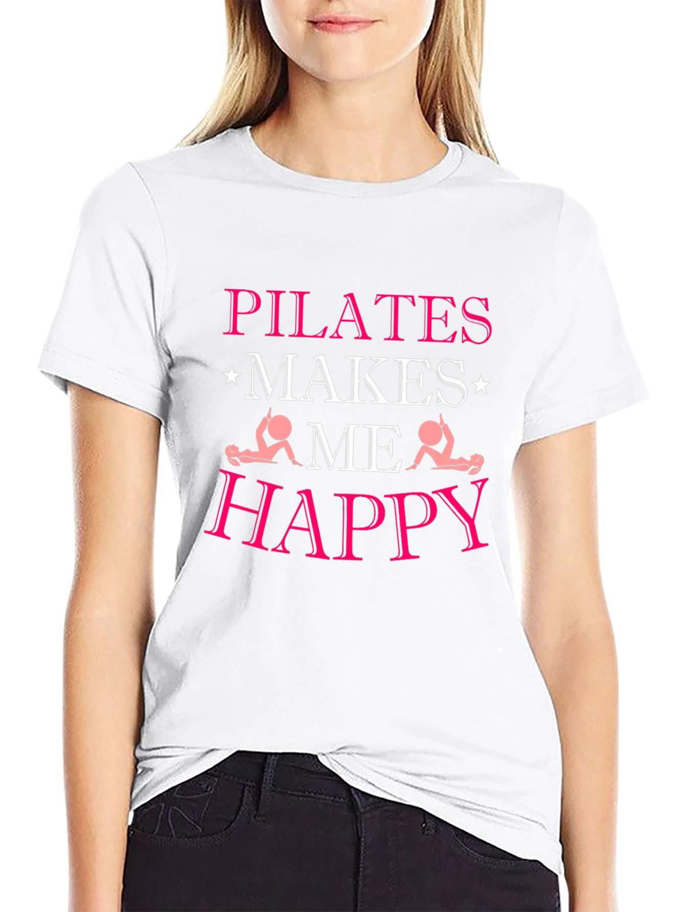 Pilates Makes Me Happy Black T-Shirt