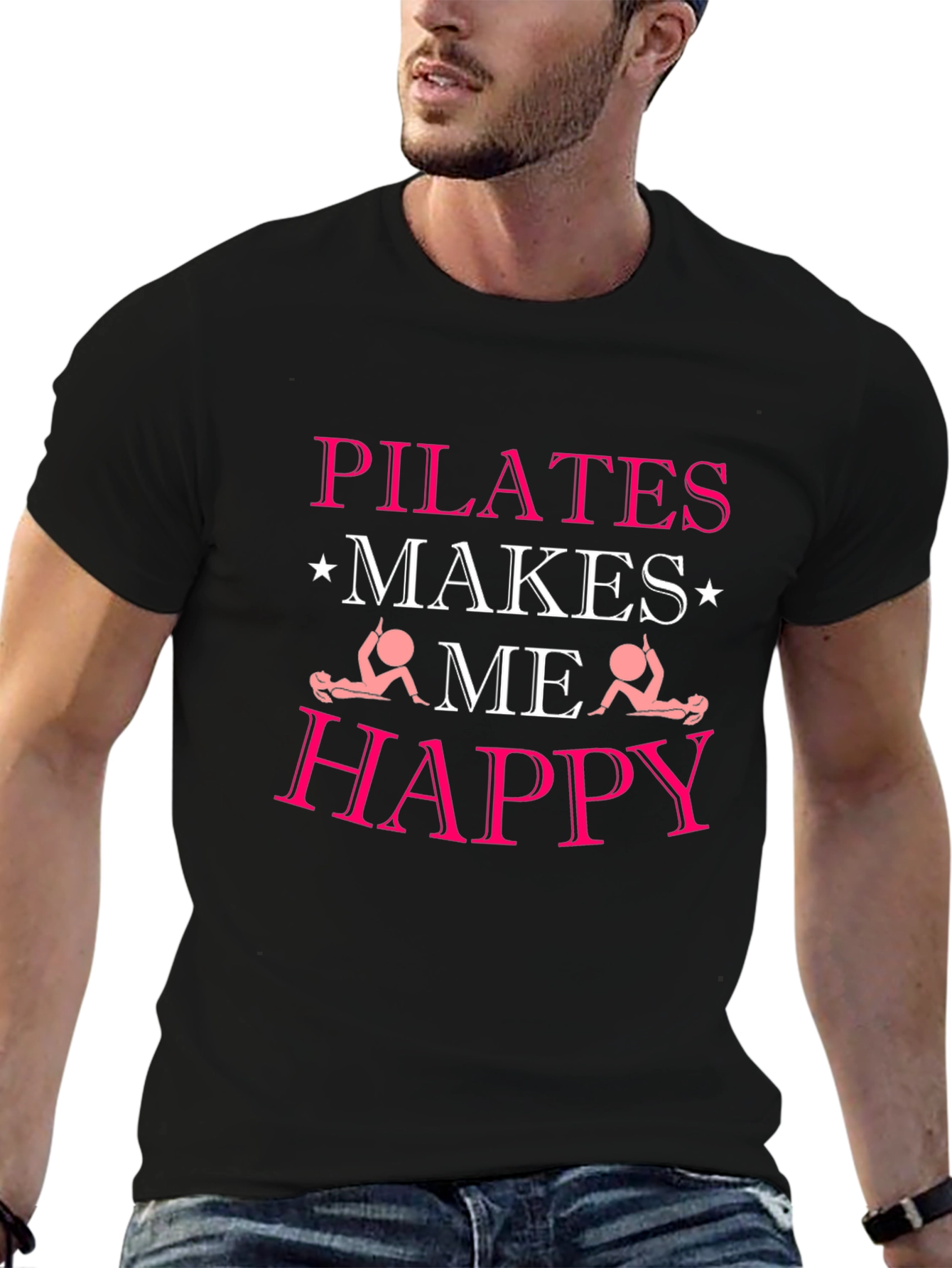 Pilates Makes Me Happy Black T-Shirt