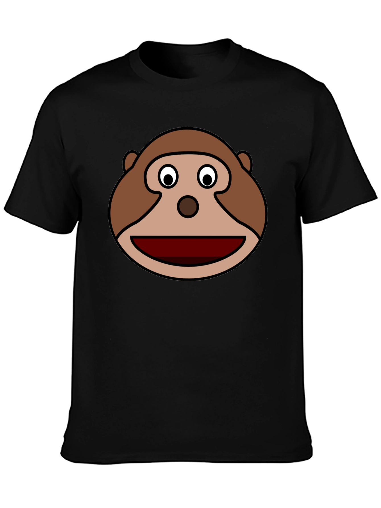 Monkey Face Graphic Tee - Black Cotton Casual