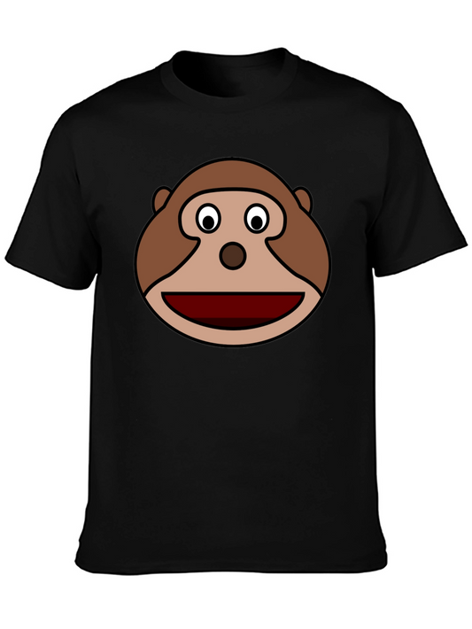 Monkey Face Graphic Tee - Black Cotton Casual