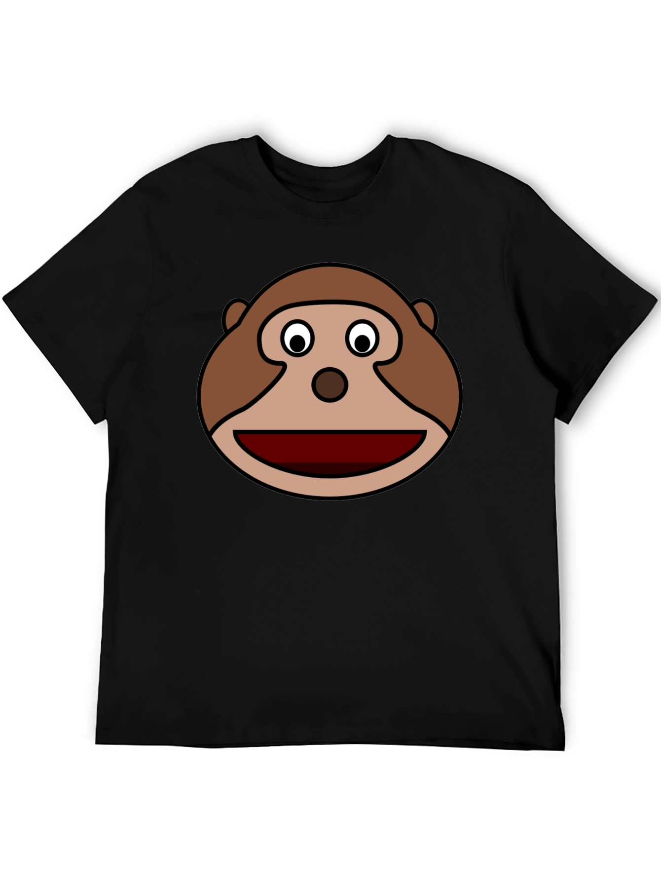 Monkey Face Graphic Tee - Black Cotton Casual