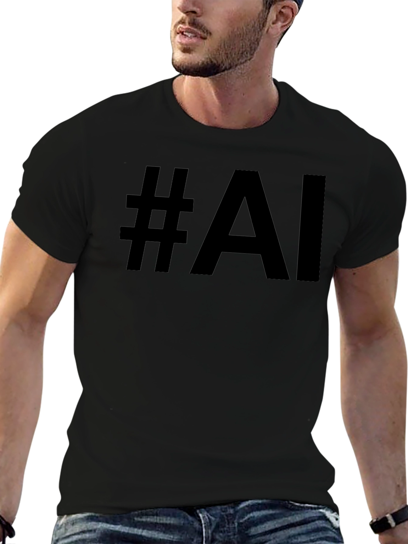 #AI Graphic Tee - Modern Black T-Shirt