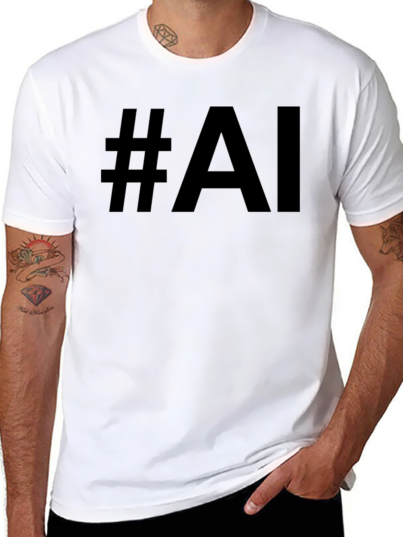 #AI Graphic Tee - Modern Black T-Shirt