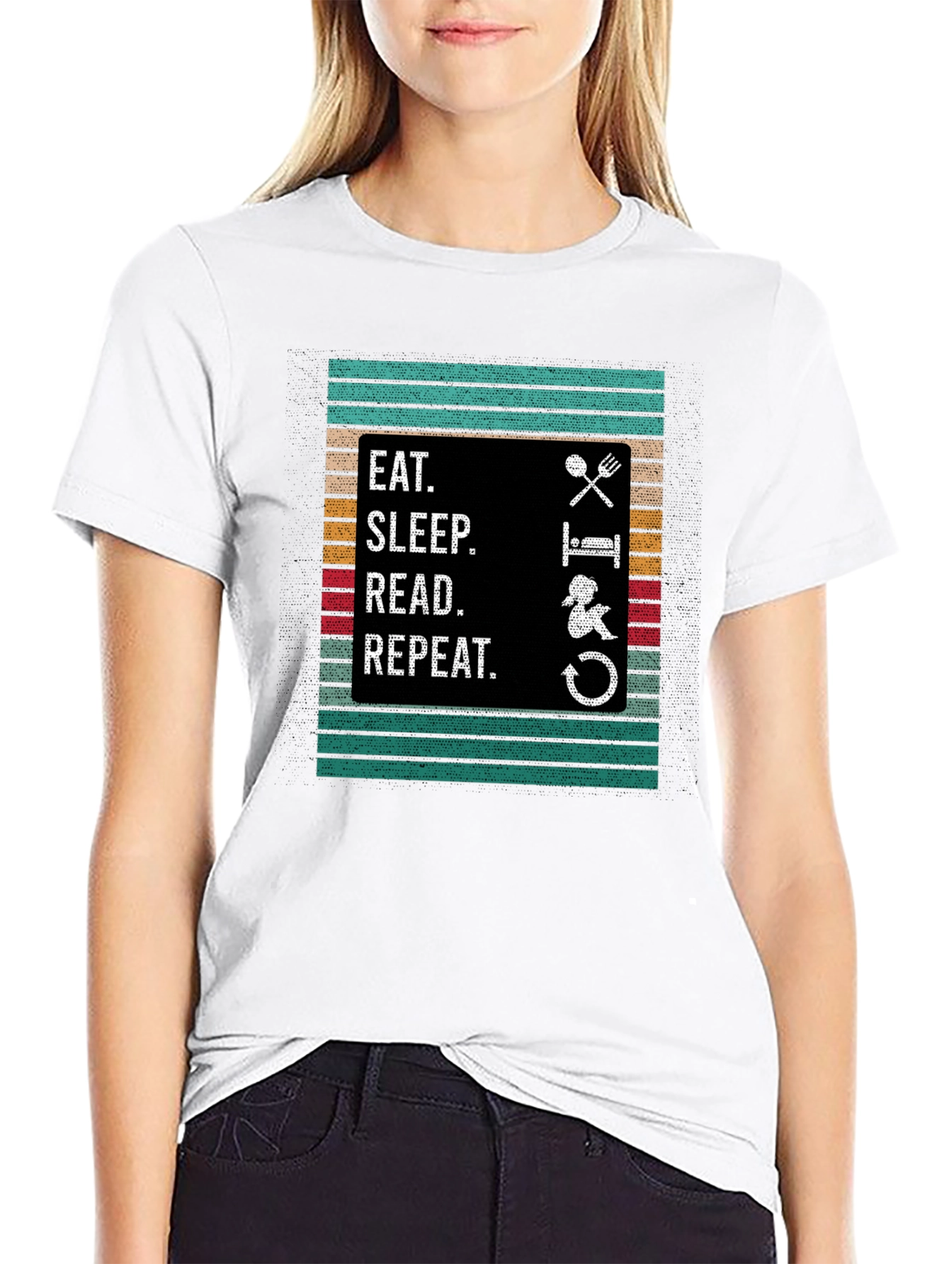 Eat Sleep Read Repeat Graphic Tee