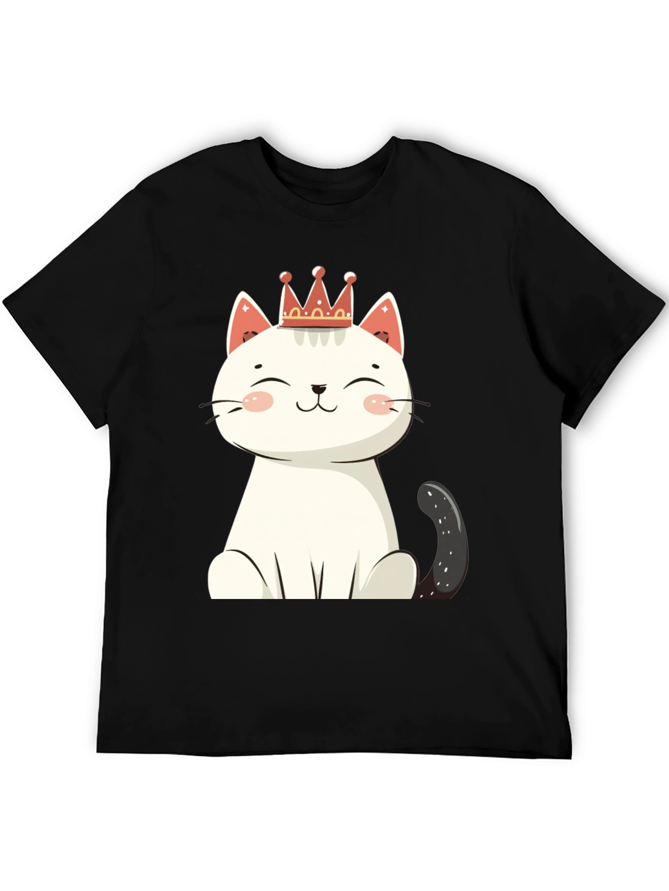 Cute Cat T-Shirt - Crowned Feline Design
