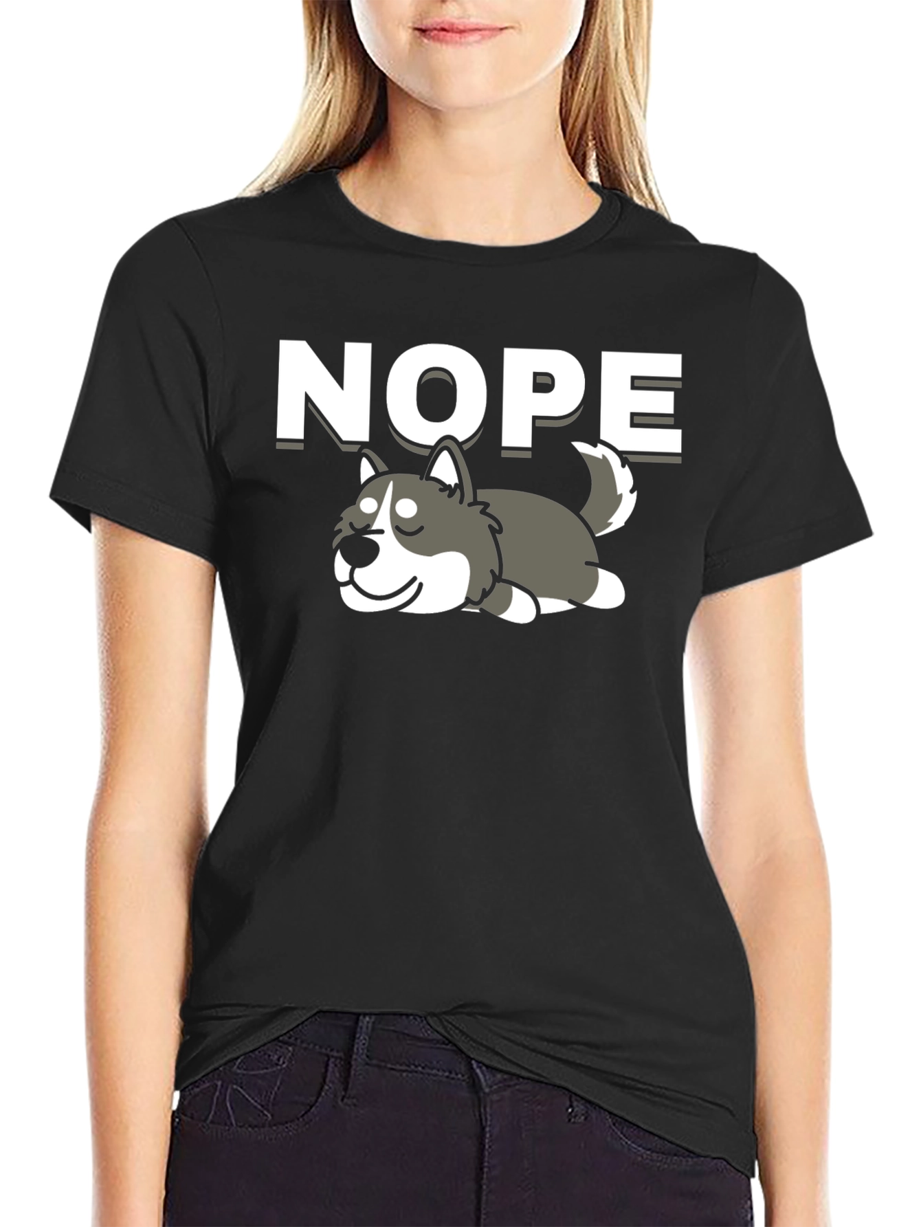 Nope Lazy Husky Graphic Tee