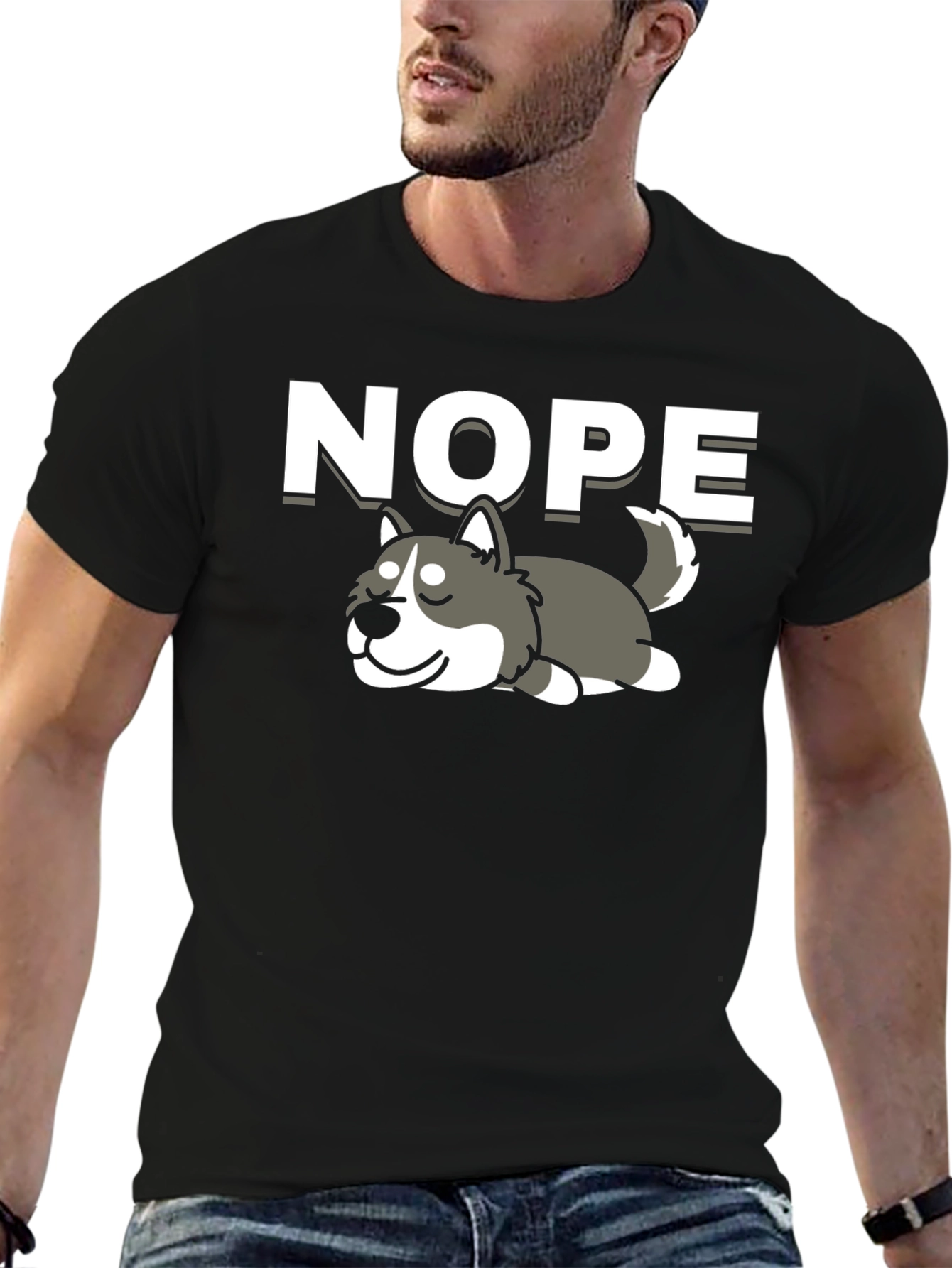 Nope Lazy Husky Graphic Tee