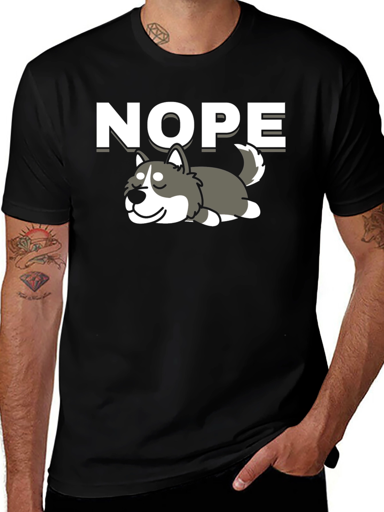 Nope Lazy Husky Graphic Tee