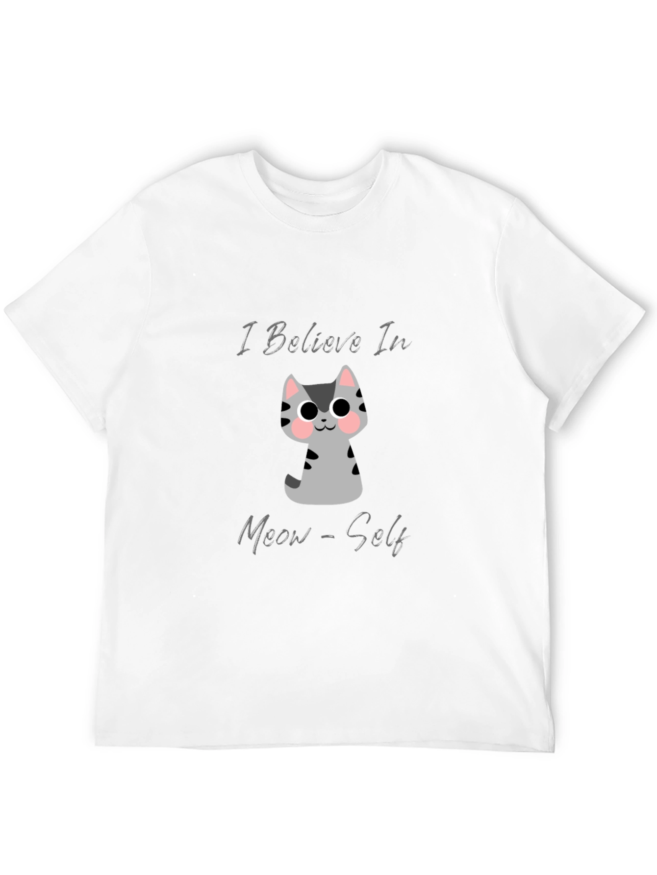 Believe In Meow-Self Black Graphic T-Shirt