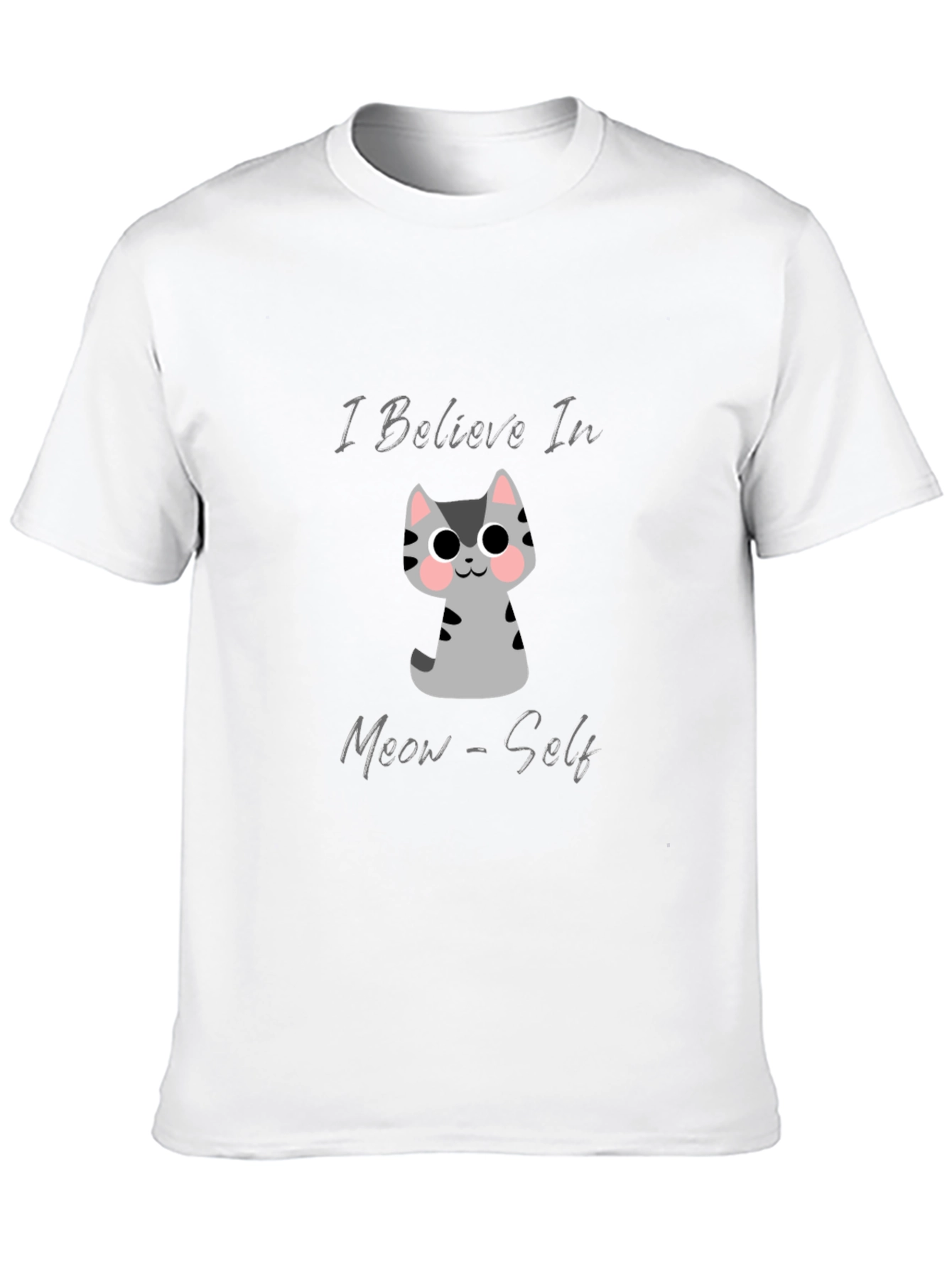 Believe In Meow-Self Black Graphic T-Shirt