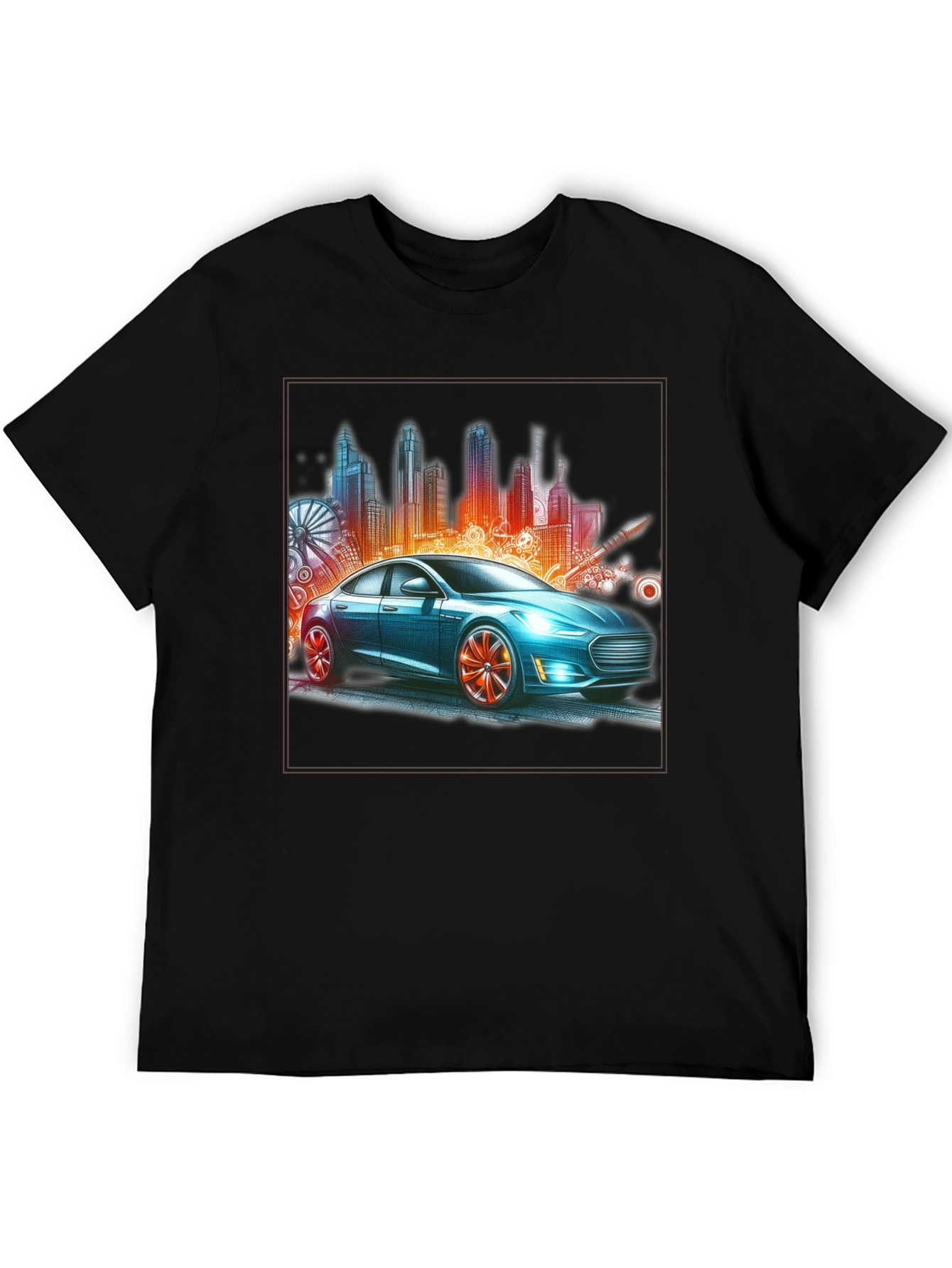 Modern City Car Graphic Tee - Stylish Urban Design