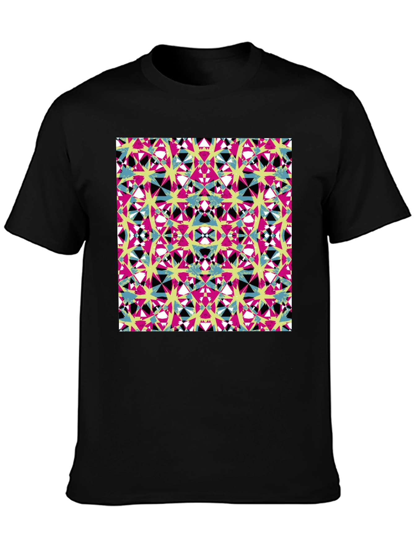 Abstract Geometric Print Mens Black T-Shirt