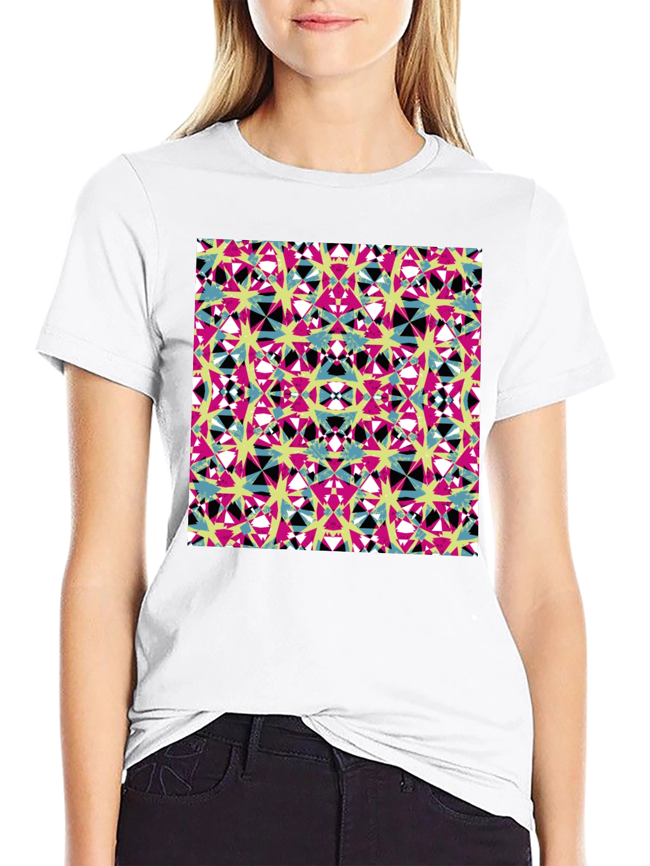 Abstract Geometric Print Mens Black T-Shirt