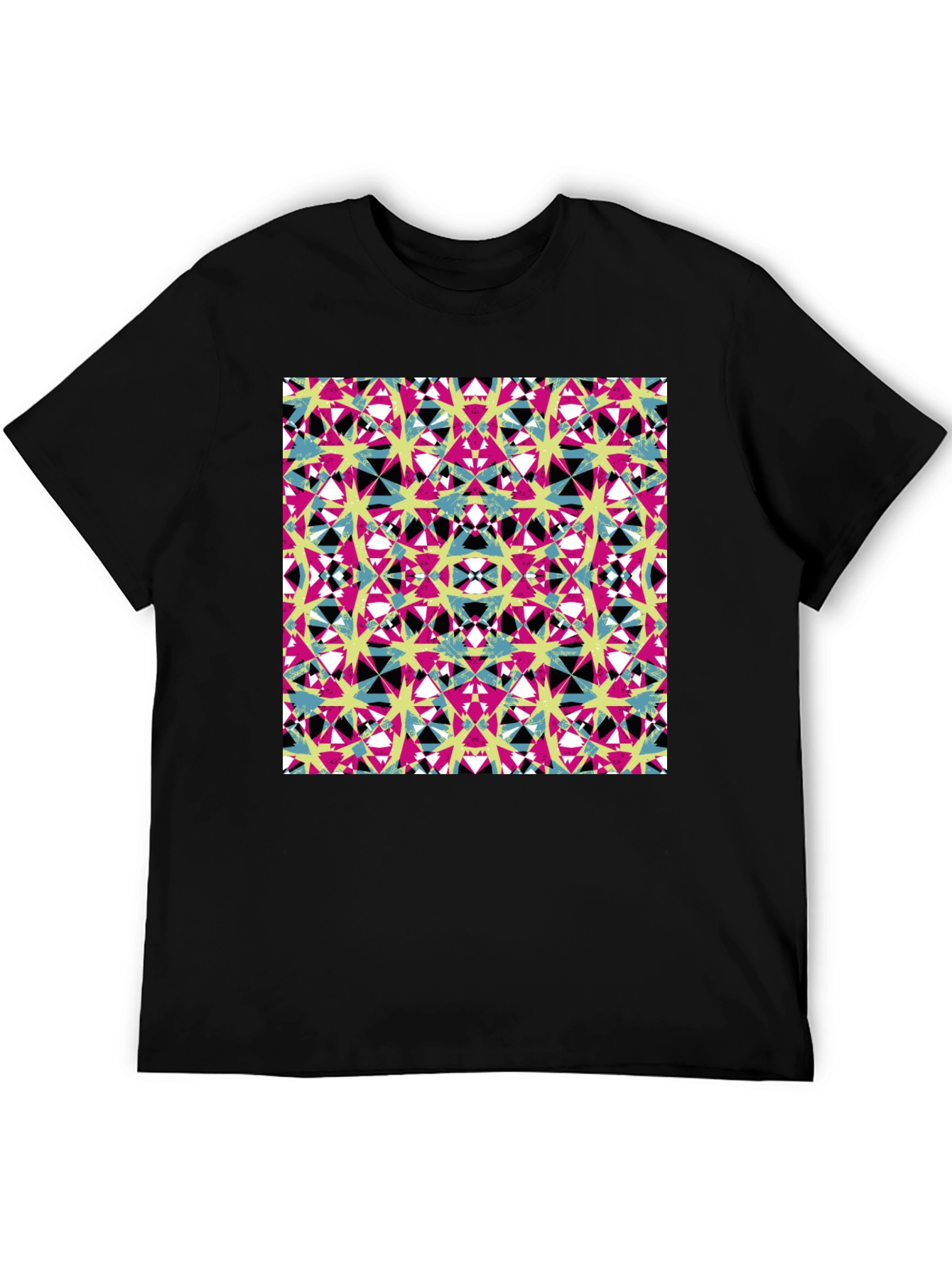 Abstract Geometric Print Mens Black T-Shirt