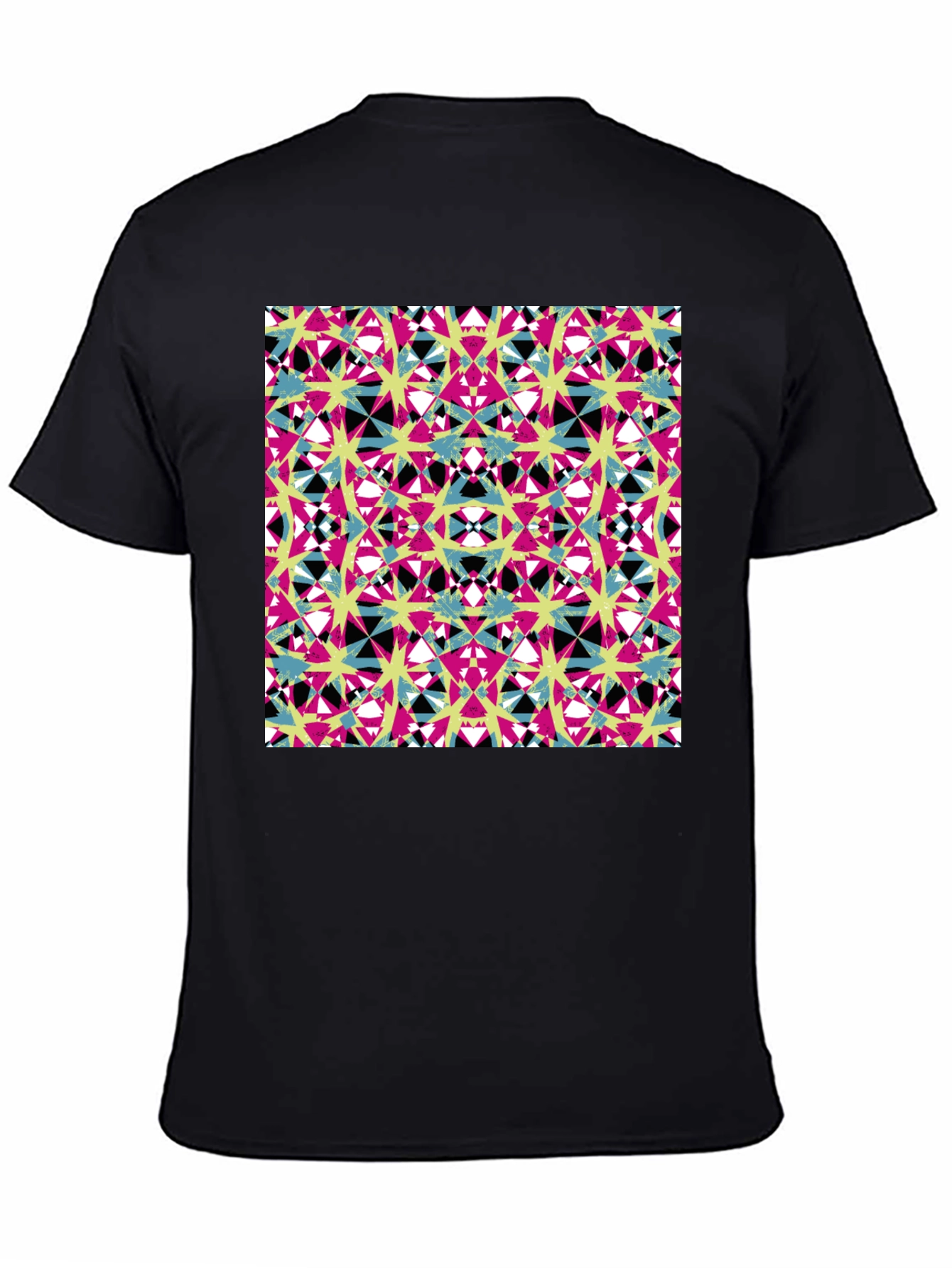 Abstract Geometric Print Mens Black T-Shirt