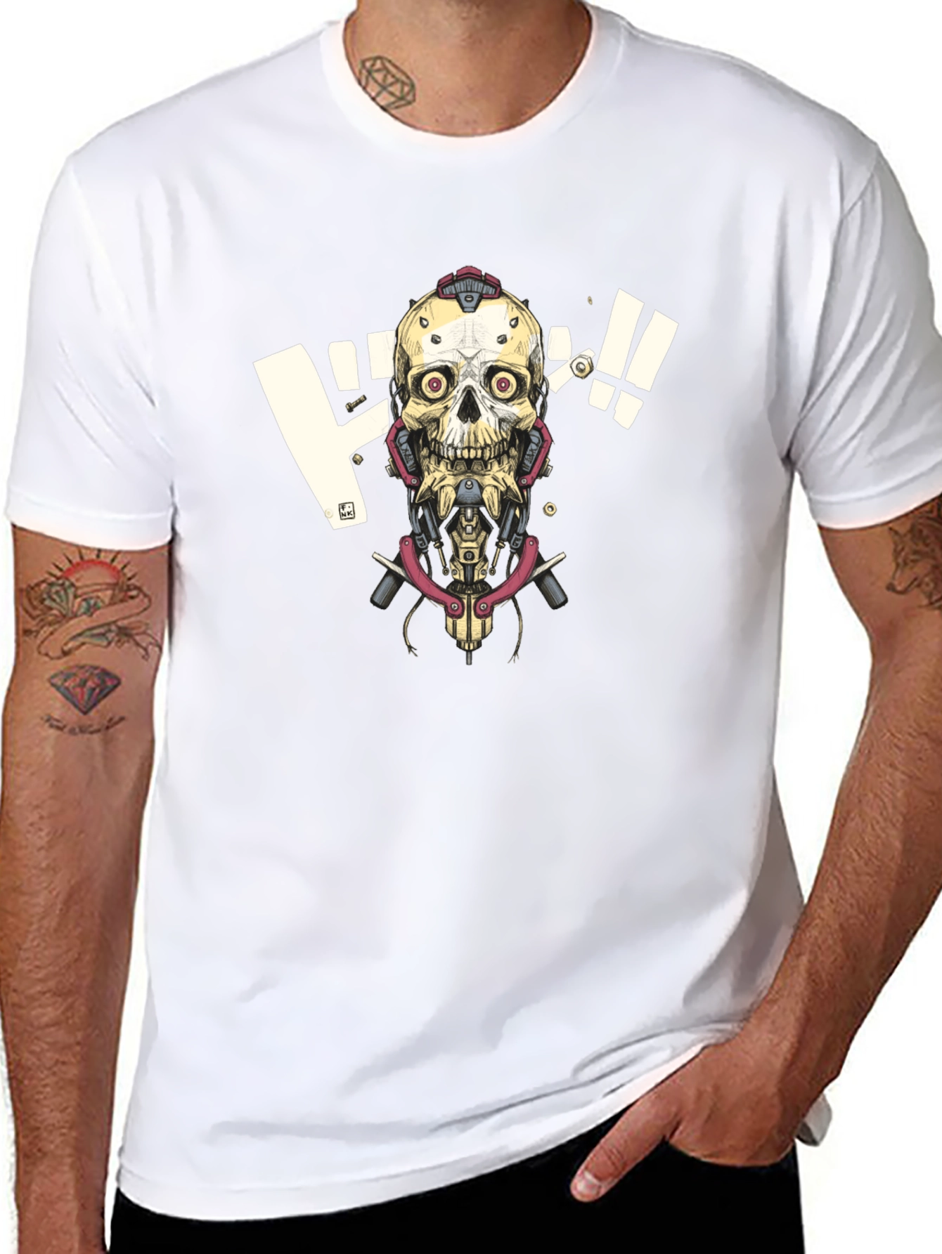 Cyberpunk Skull Graphic Tee - Edgy Streetwear Style