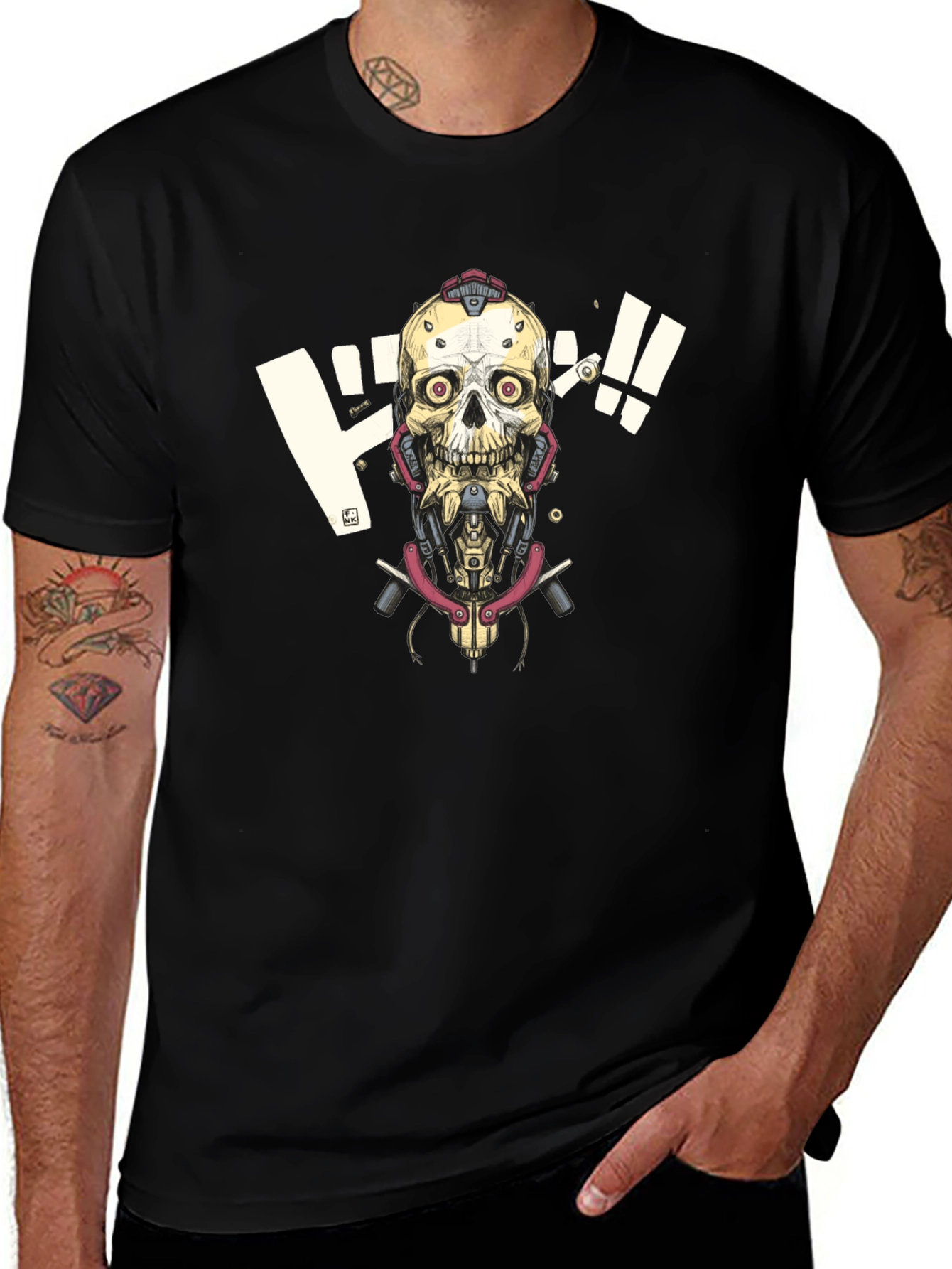 Cyberpunk Skull Graphic Tee - Edgy Streetwear Style