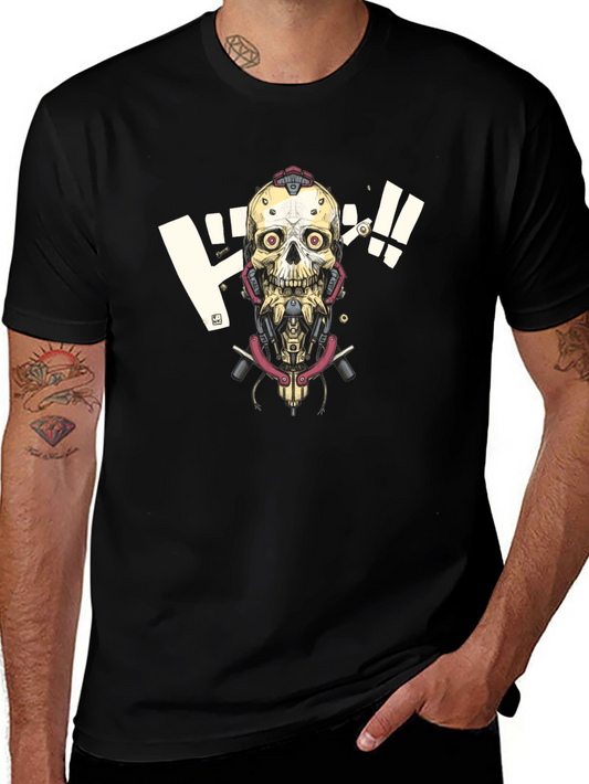 Cyberpunk Skull Graphic Tee - Edgy Streetwear Style