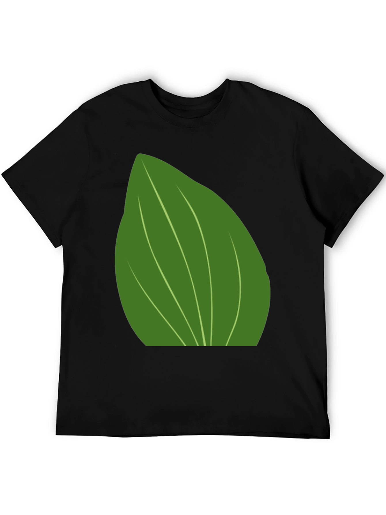 Leaf Graphic Print Black T-Shirt