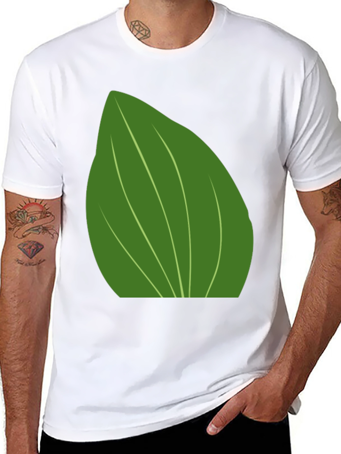 Leaf Graphic Print Black T-Shirt