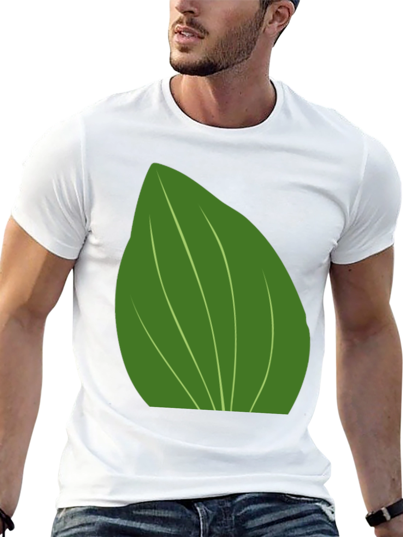 Leaf Graphic Print Black T-Shirt