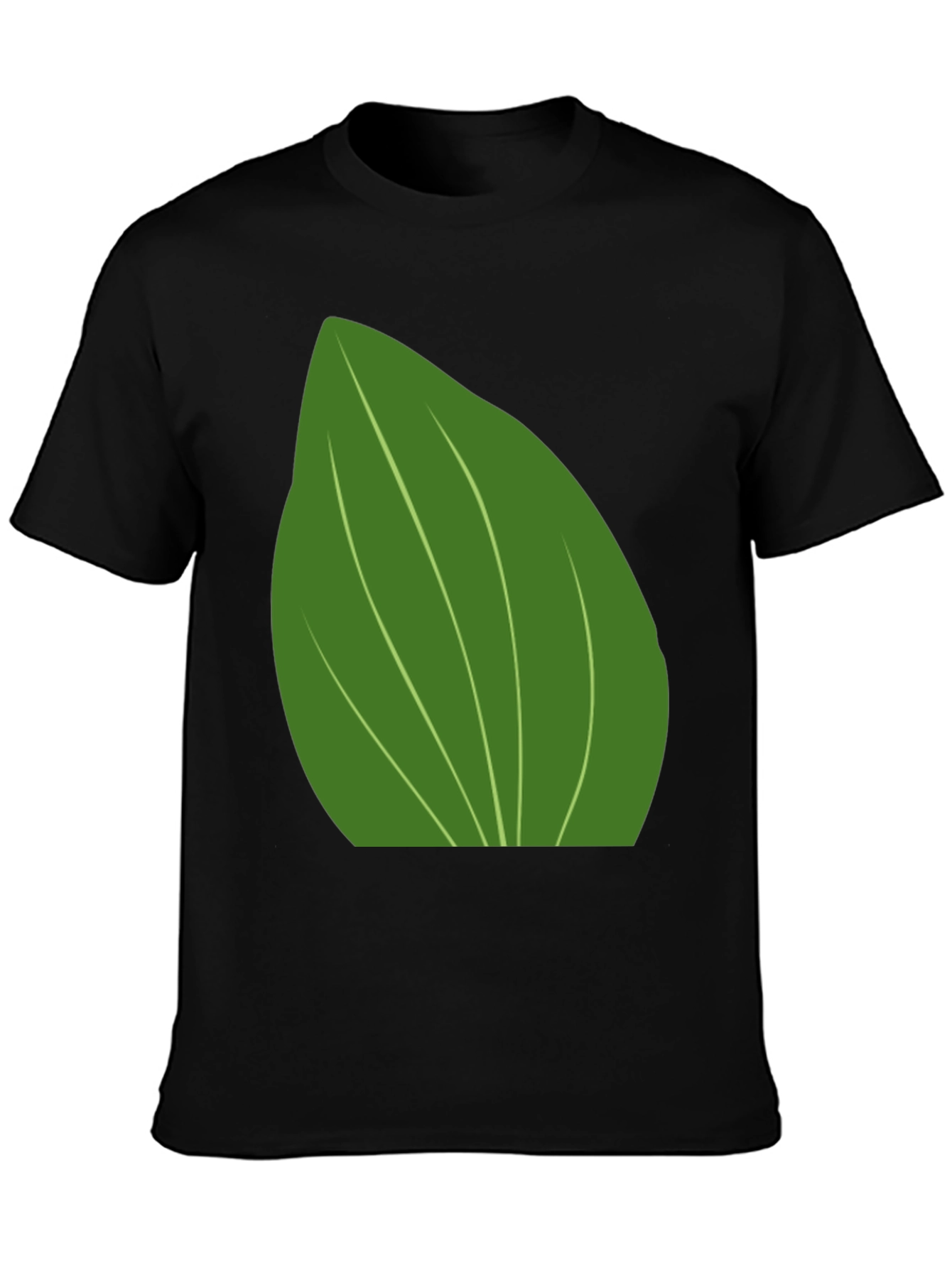 Leaf Graphic Print Black T-Shirt