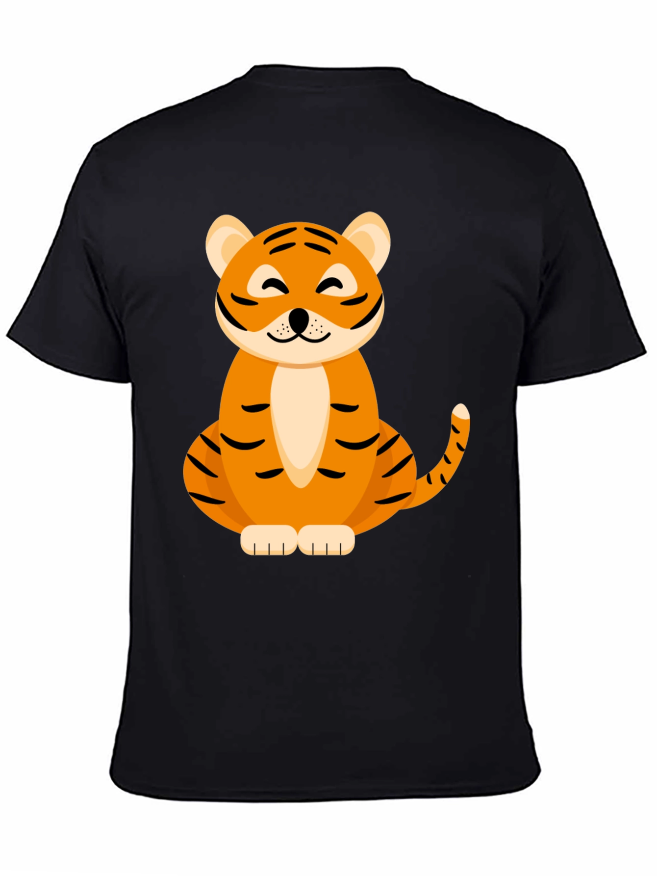 Cute Tiger Graphic Tee - Black Cotton Blend T-Shirt