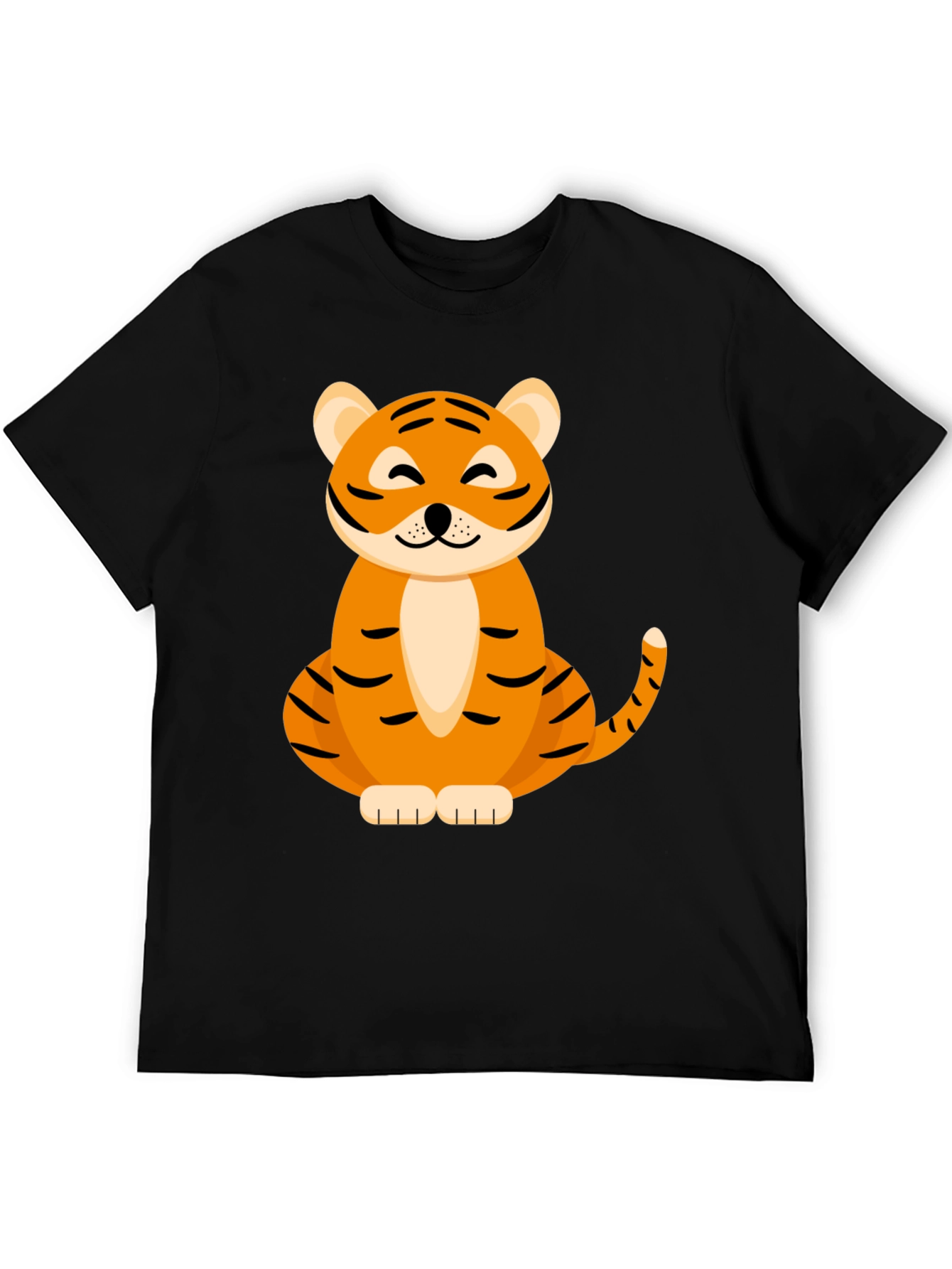 Cute Tiger Graphic Tee - Black Cotton Blend T-Shirt