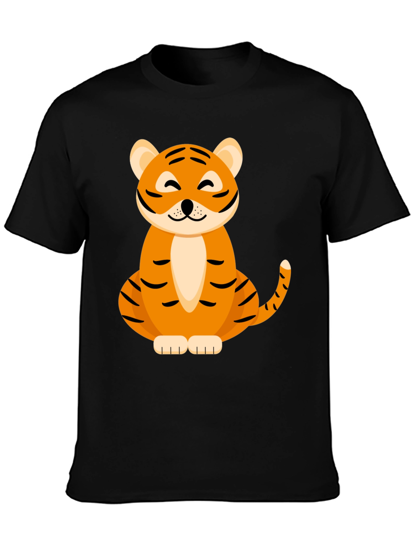 Cute Tiger Graphic Tee - Black Cotton Blend T-Shirt