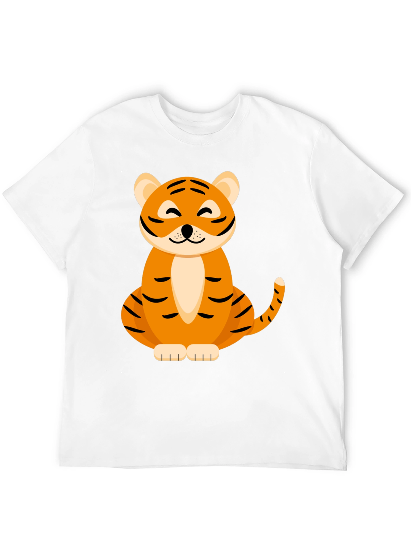 Cute Tiger Graphic Tee - Black Cotton Blend T-Shirt
