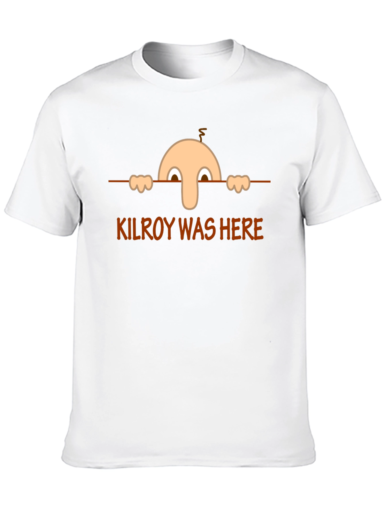 Kilroy Was Here Black T-Shirt - Classic Cartoon