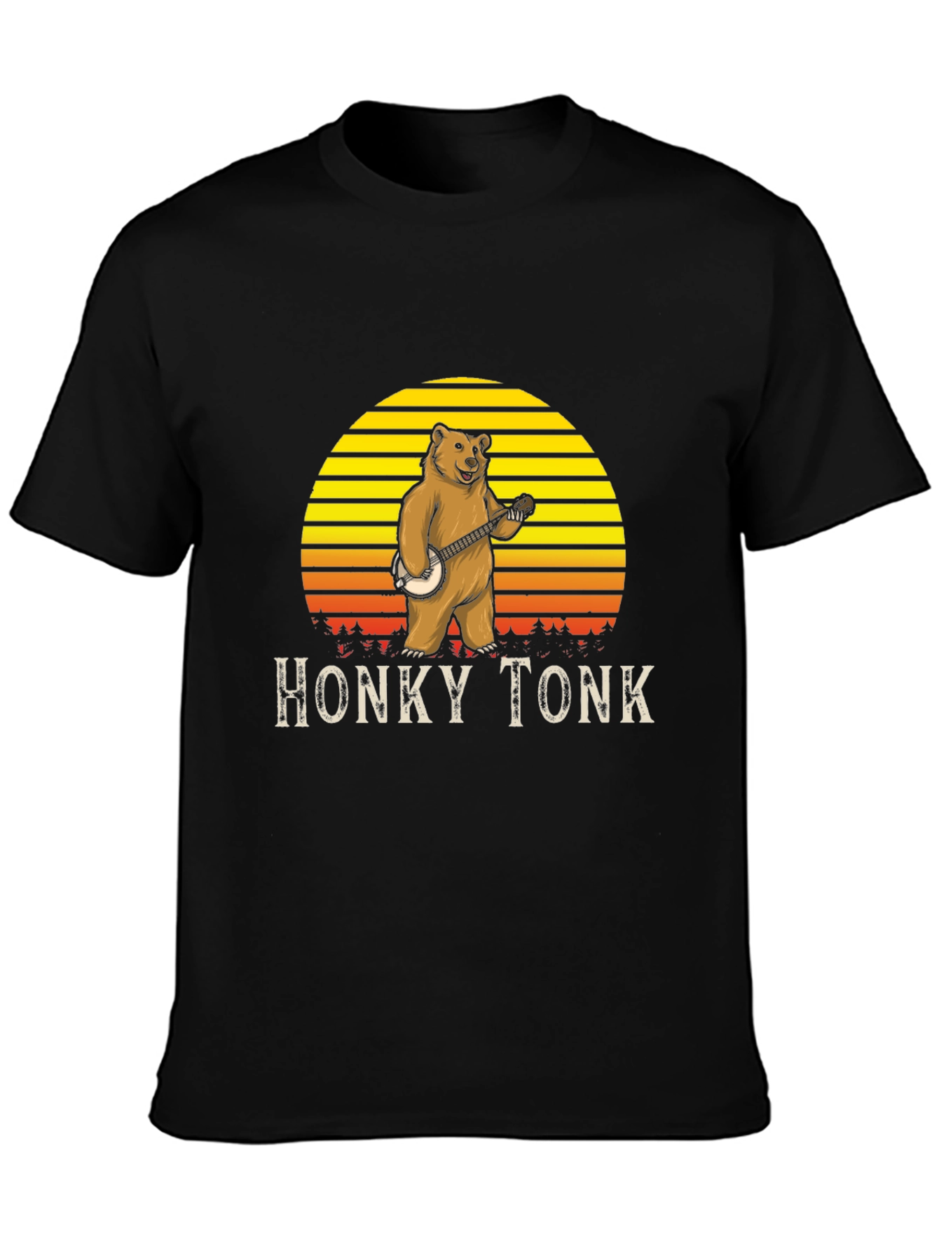 Honky Tonk Bear T-Shirt - Banjo Playing Grizzly Tee