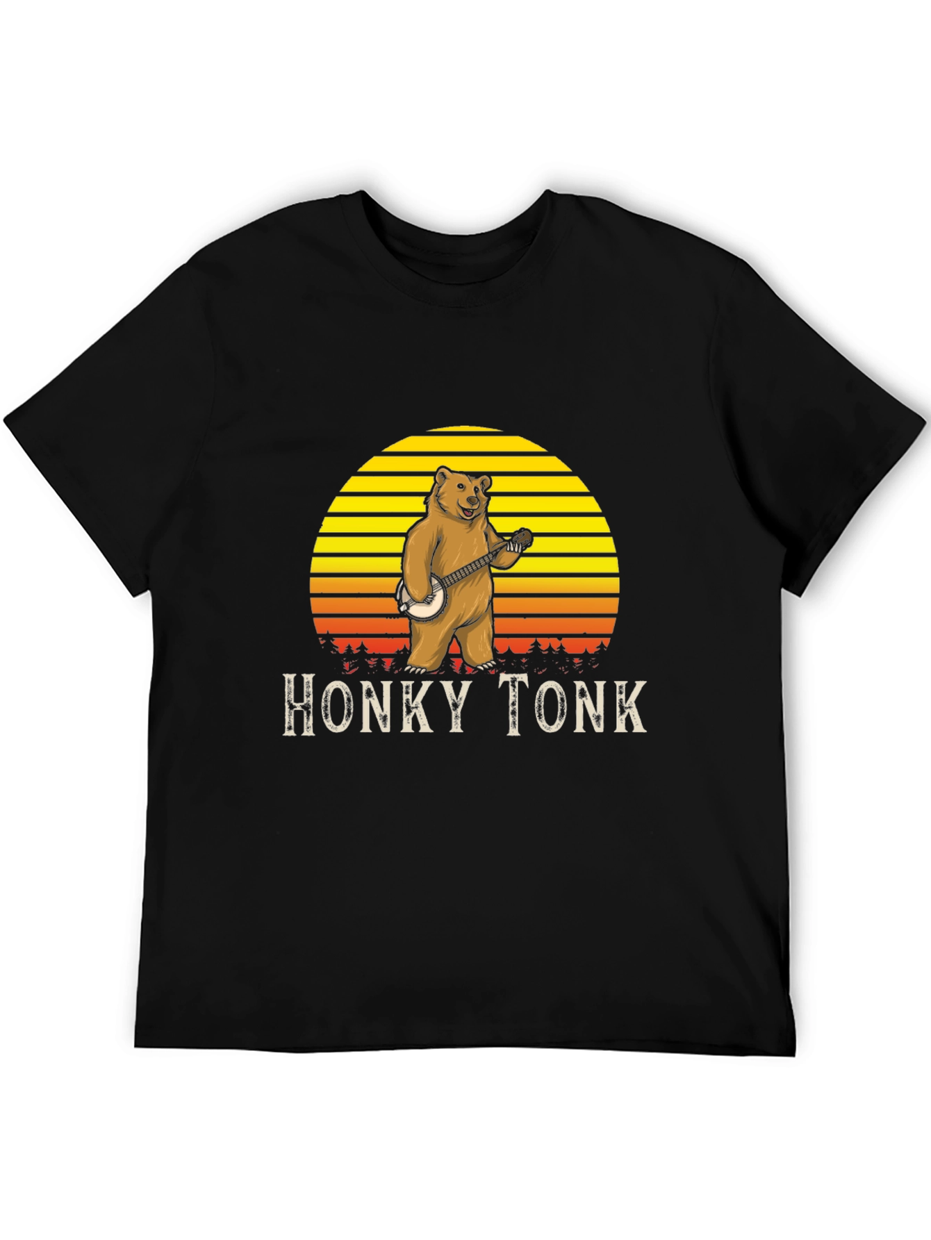 Honky Tonk Bear T-Shirt - Banjo Playing Grizzly Tee