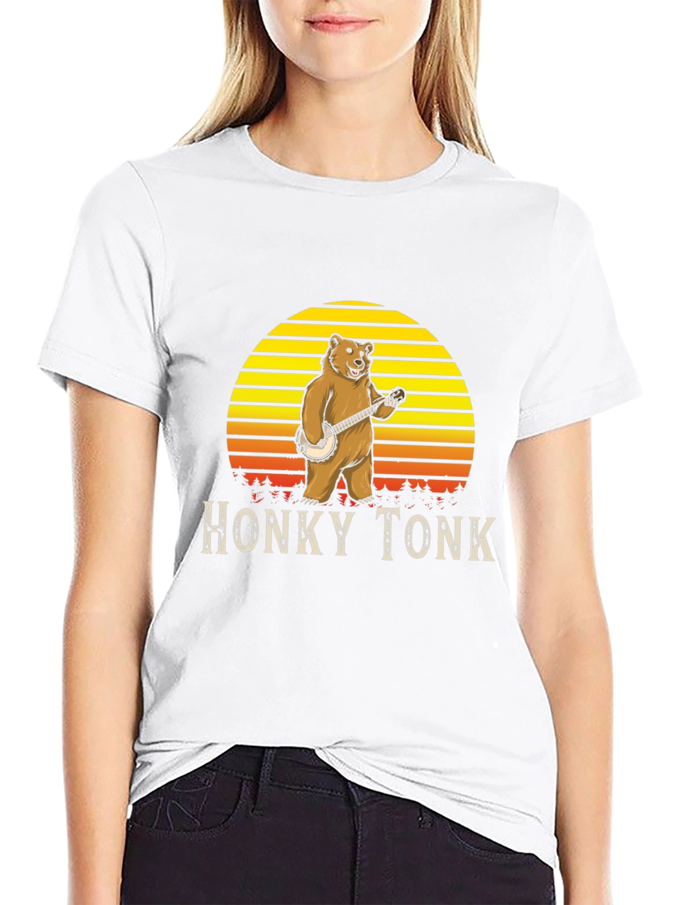 Honky Tonk Bear T-Shirt - Banjo Playing Grizzly Tee