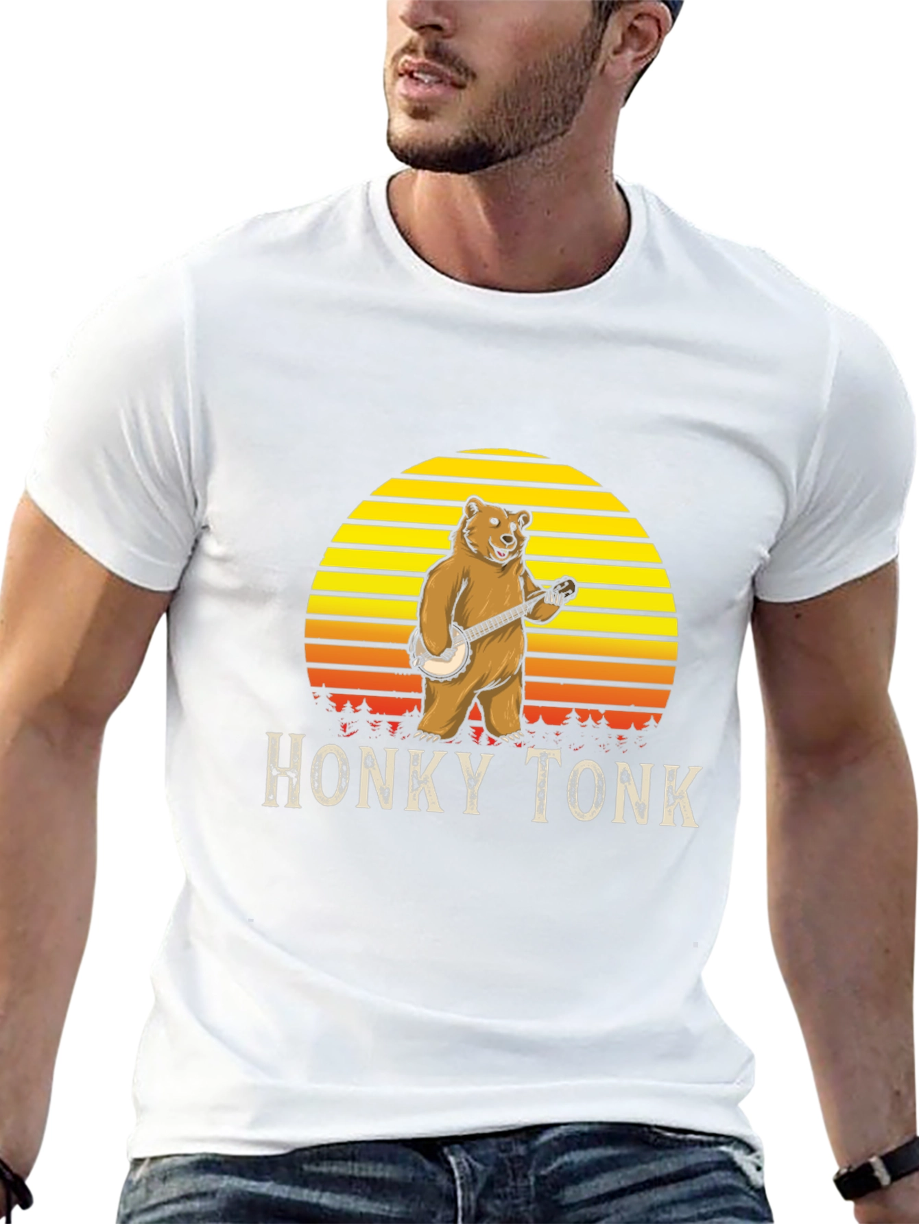 Honky Tonk Bear T-Shirt - Banjo Playing Grizzly Tee
