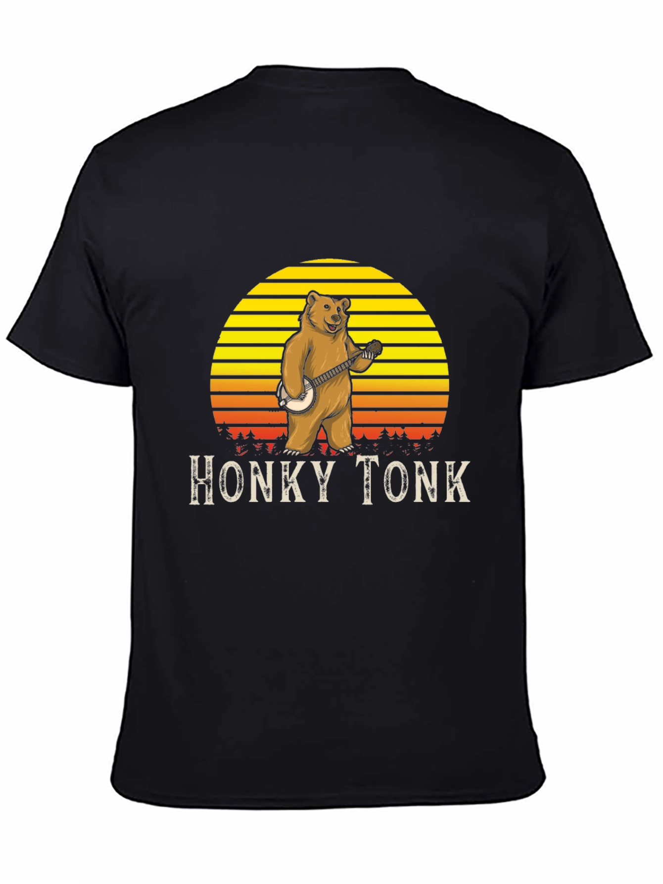 Honky Tonk Bear T-Shirt - Banjo Playing Grizzly Tee