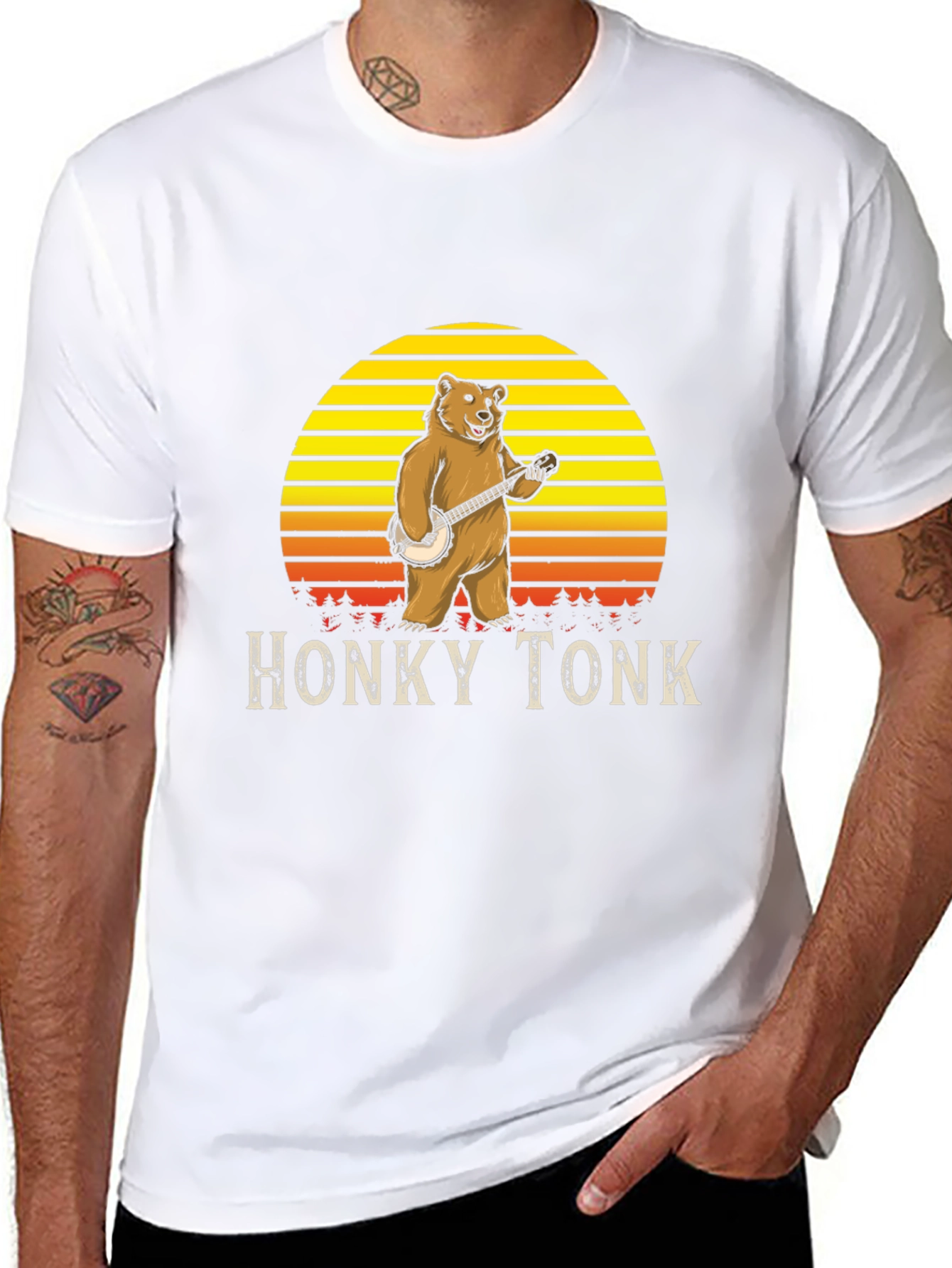 Honky Tonk Bear T-Shirt - Banjo Playing Grizzly Tee