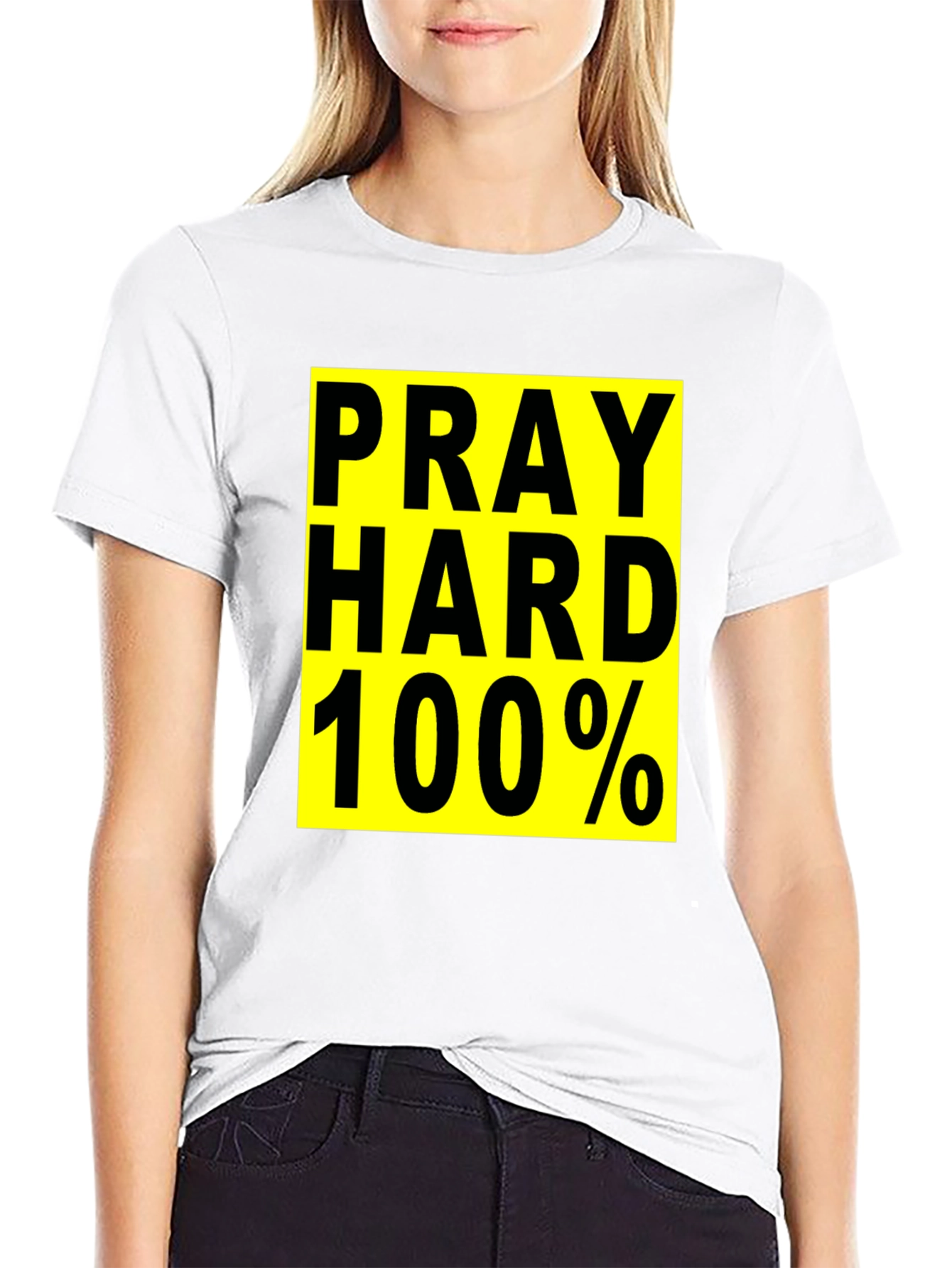 Pray Hard 100% Graphic T-Shirt - Black