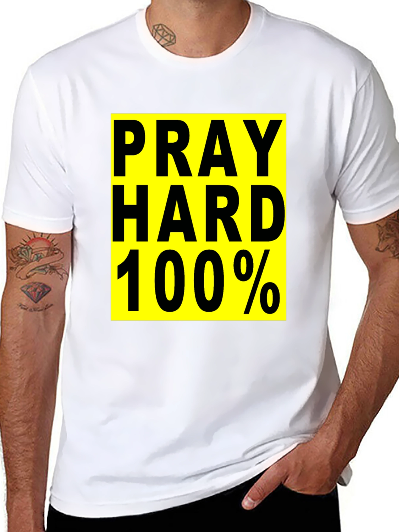 Pray Hard 100% Graphic T-Shirt - Black