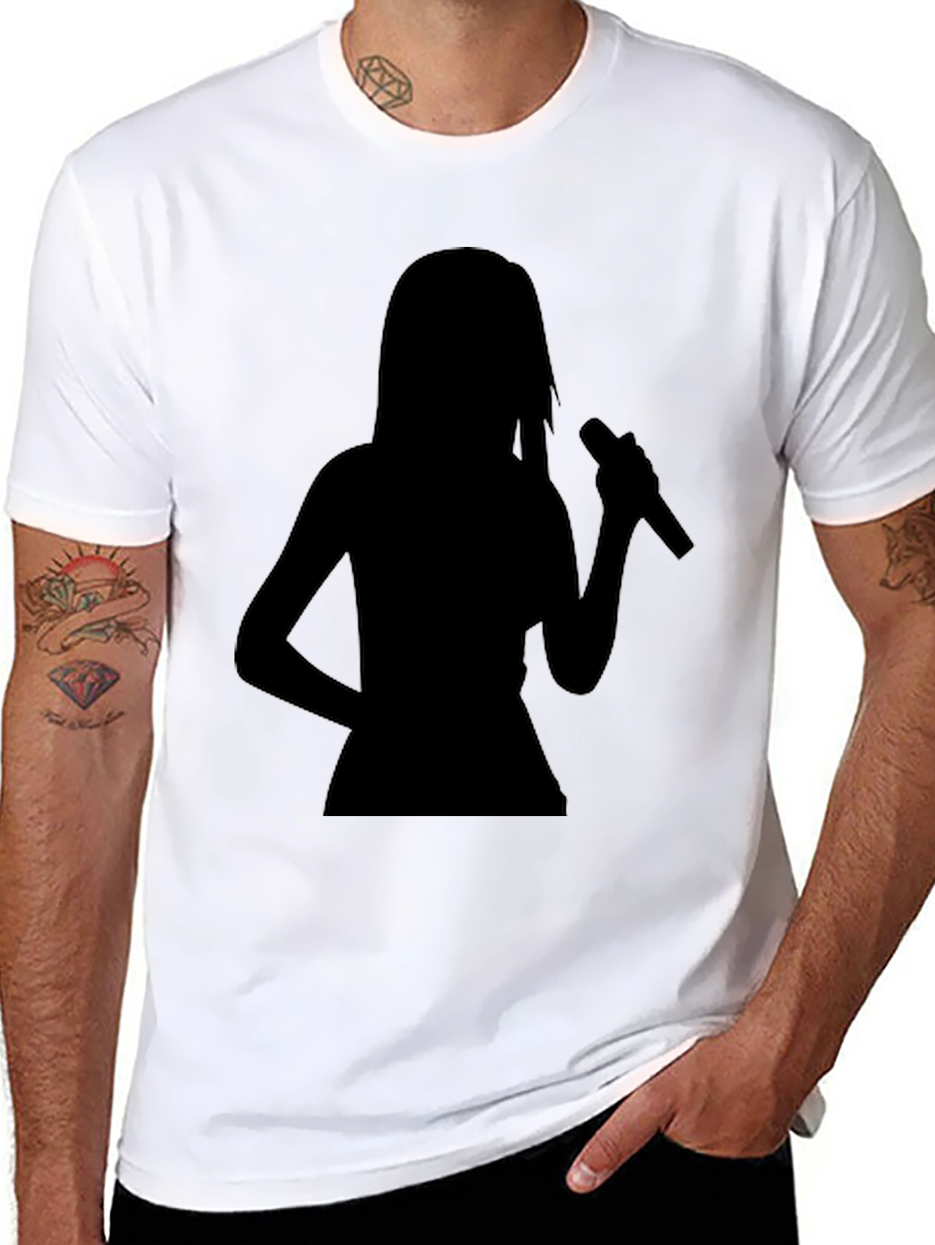 Silhouette Singer Graphic Tee - Black Cotton T-Shirt